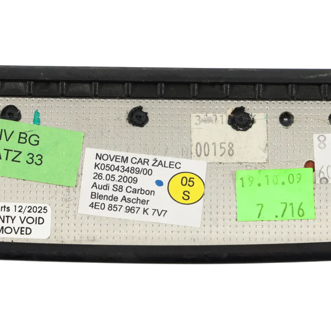 Audi A8 S8 D3 Consola Central Cenicero Tapa Panel Carbono - SKU 4E0857967K - Número de pieza 4E0857967K