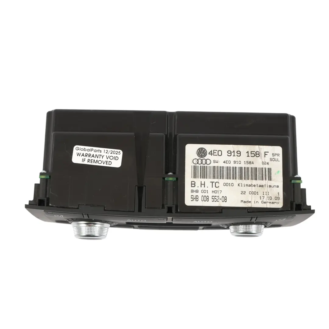 Audi A8 S8 D3 Rear Heater Climate Control Switch Panel Unit - SKU 4E0919158F - Part number 4E0919158F