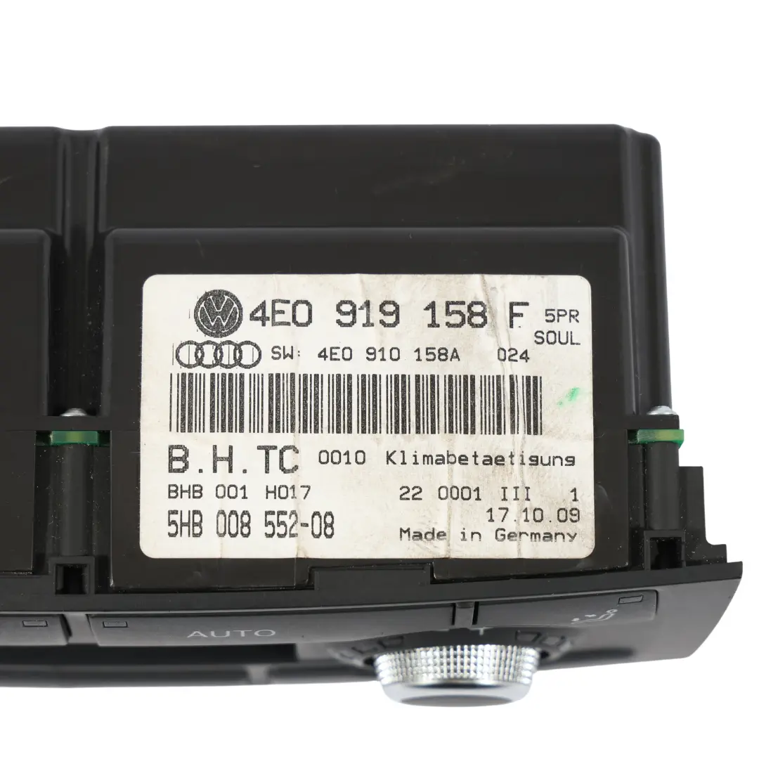 Audi A8 S8 D3 Riscaldatore Posteriore Climatizzatore Interruttore - SKU 4E0919158F - Numero di parte 4E0919158F