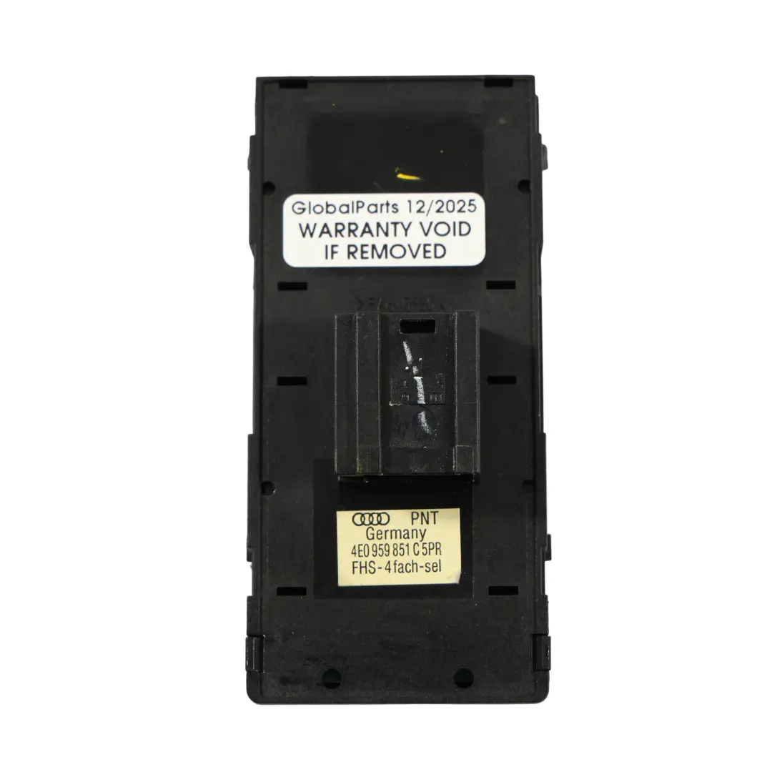 Audi A8 S8 D3 Interrupteur De Lève-Vitre Avant Côté Conducteur - SKU 4E0959851C - Numéro de pièce 4E0959851C