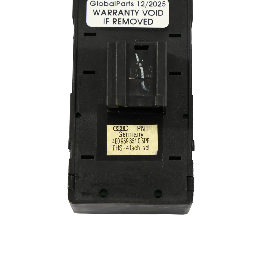 Audi A8 S8 D3 Interrupteur De Lève-Vitre Avant Côté Conducteur - SKU 4E0959851C - Numéro de pièce 4E0959851C