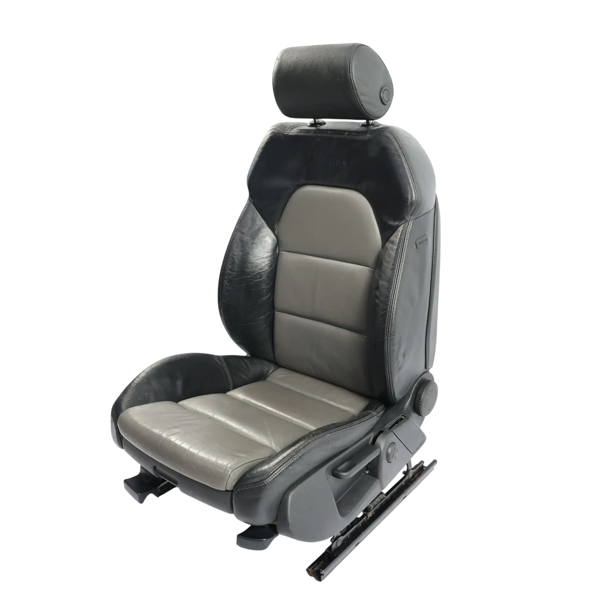Audi A6 C6 4F S-Line Asiento Delantero Calefactable Cuero Negro Gris Izquierdo