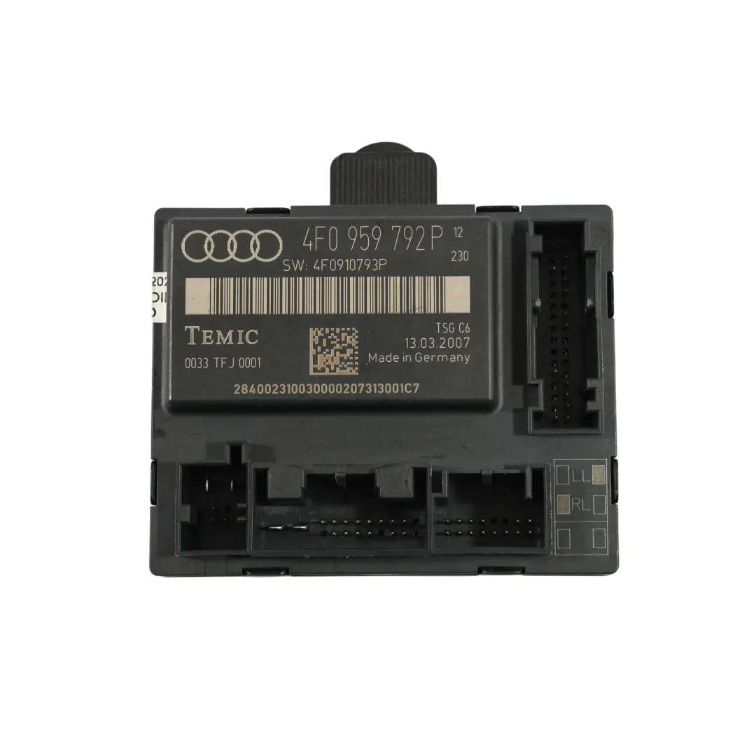 Módulo Control Bloqueo Puerta Delantera ECU Lado Pasajero para Audi A6 C6 con número de pieza 4F0959792P Audi A6 C6 Módulo Control Bloqueo Puerta Delantera ECU Lado Pasajero - SKU 4F0959792P - Número de pieza 4F0959792P