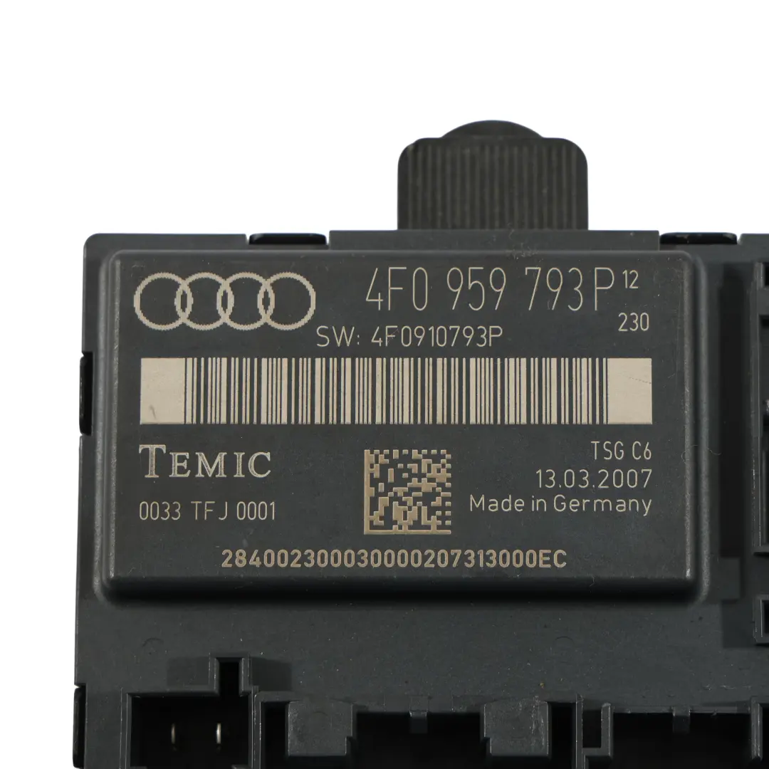 Módulo De Puerta Lado Del Conductor Unidad De Control ECU para Audi A6 C6 con número de pieza 4F0959793P Audi A6 C6 Módulo De Puerta Lado Del Conductor Unidad De Control ECU - SKU 4F0959793P - Número de pieza 4F0959793P