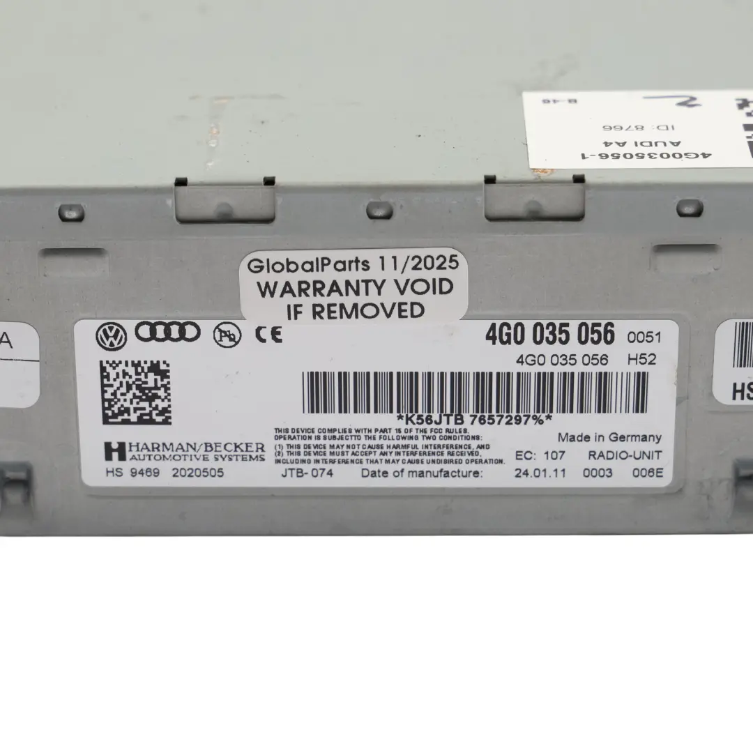 Audi A4 B8 Sat Nav Multimedia DAB Radio Steuerung Steuergerät - SKU 4G0035056-1 - Teilenummer 4G0035056