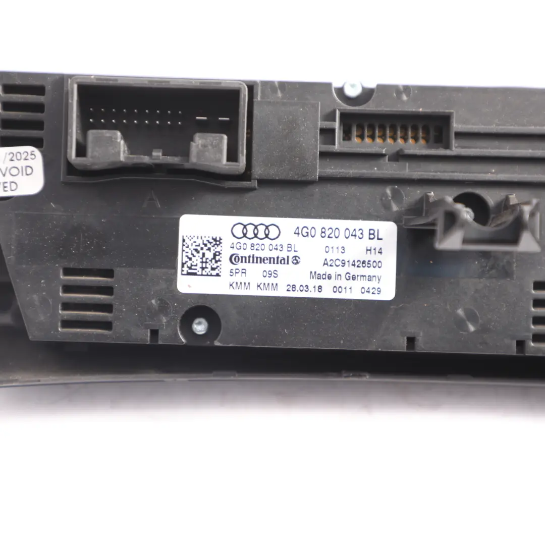 Audi A7 4G A6 C7 Dashboard Climate Control Panel Heated Seat Switch - SKU 4G0820043BL - Part number 4G0820043BL