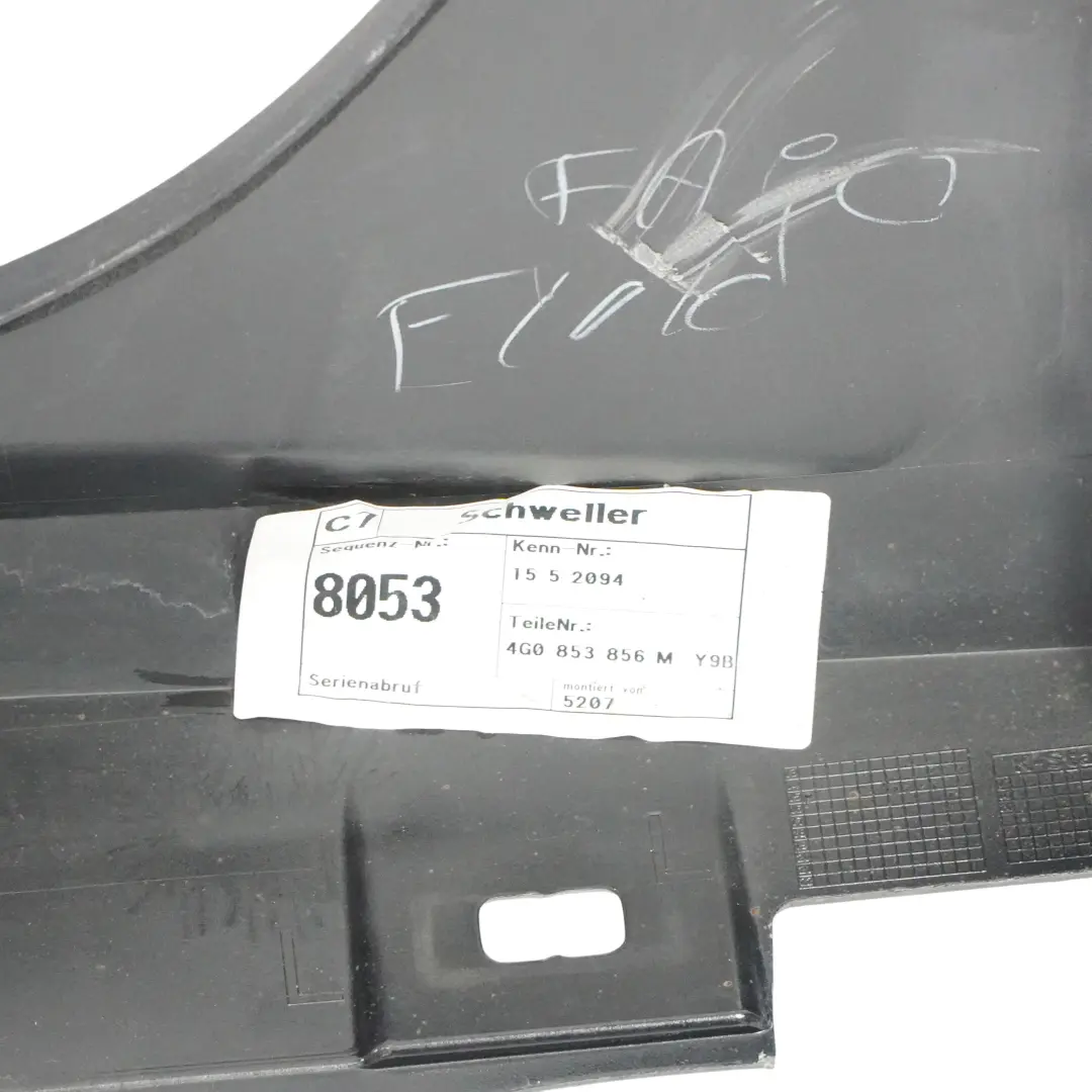 Minigonna Laterale Destra Copertura Soglia Porta Brilliant Black Y9B per Audi A6 C7 con numero di parte 4G0853856M Audi A6 C7 Minigonna Laterale Destra Copertura Soglia Porta Brilliant Black Y9B - SKU 4G0853856M-BBL - Numero di parte 4G0853856M