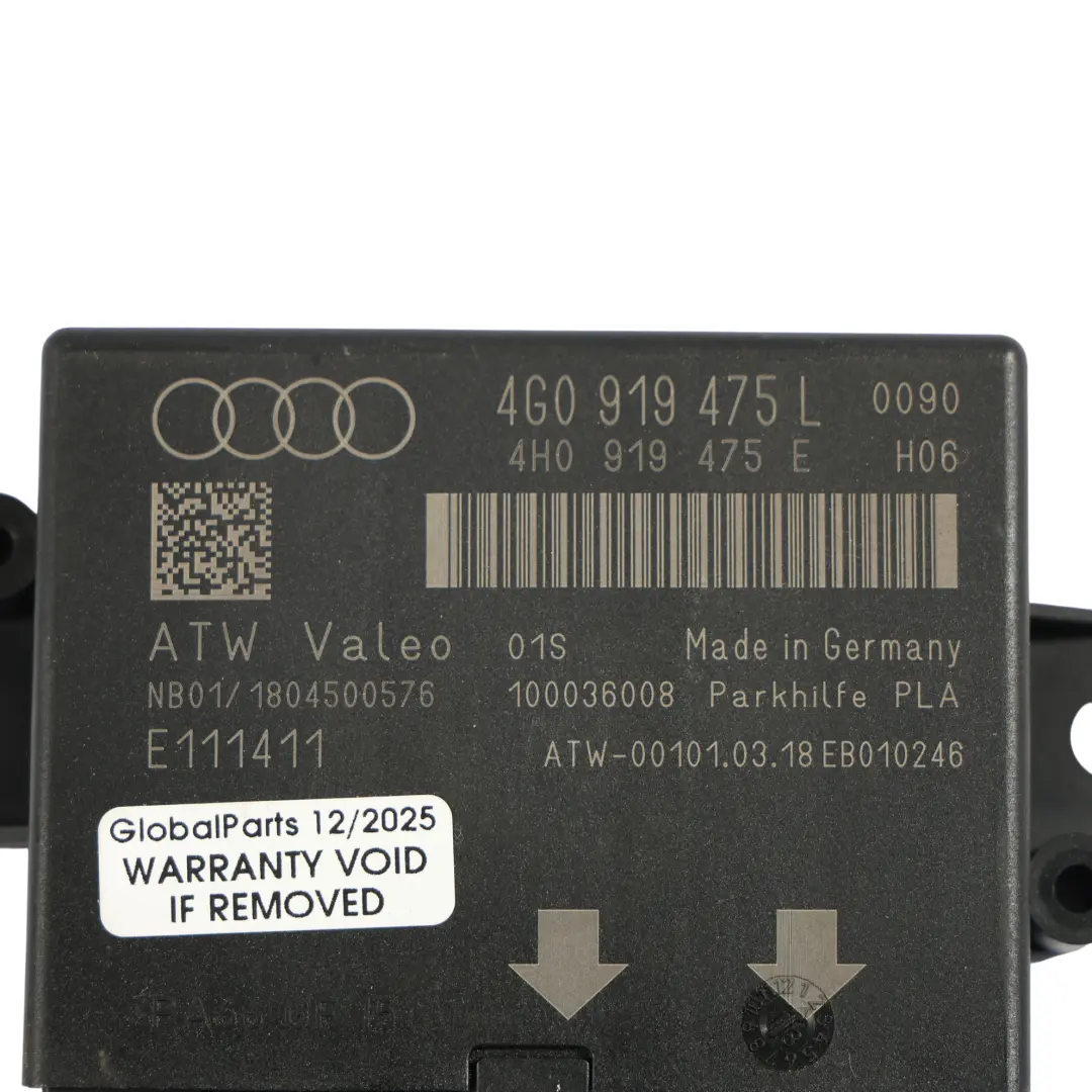 PDC Módulo Sensor Aparcamiento Asistencia Control para Audi A6 C7 4G con número de pieza 4G0919475L Audi A6 C7 4G PDC Módulo Sensor Aparcamiento Asistencia Control - SKU 4G0919475L - Número de pieza 4G0919475L