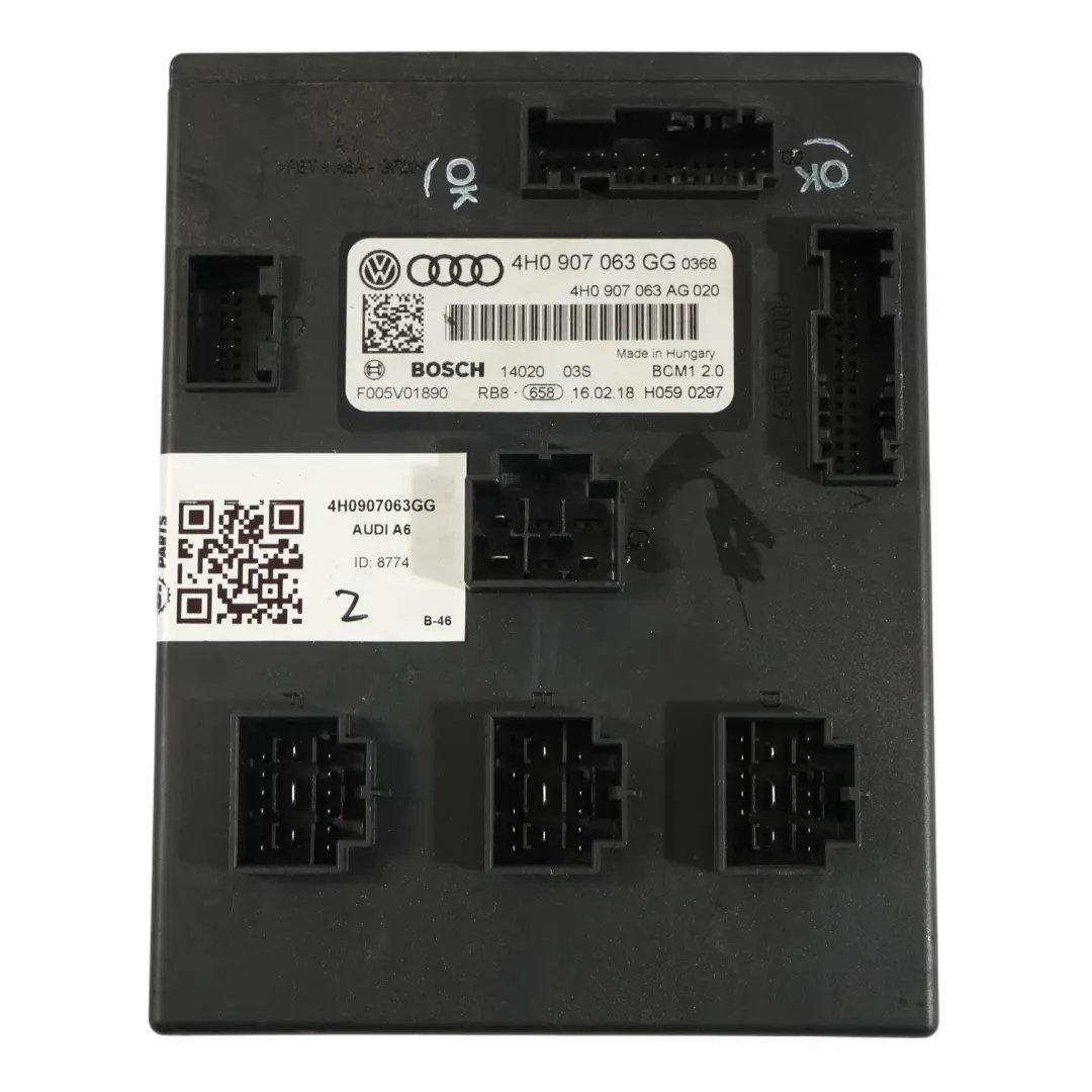Audi A6 C7 A7 4G Onboard Versorgung BCM Body Control Module Unit ECU - SKU 4H0907063GG - Teilenummer 4H0907063GG