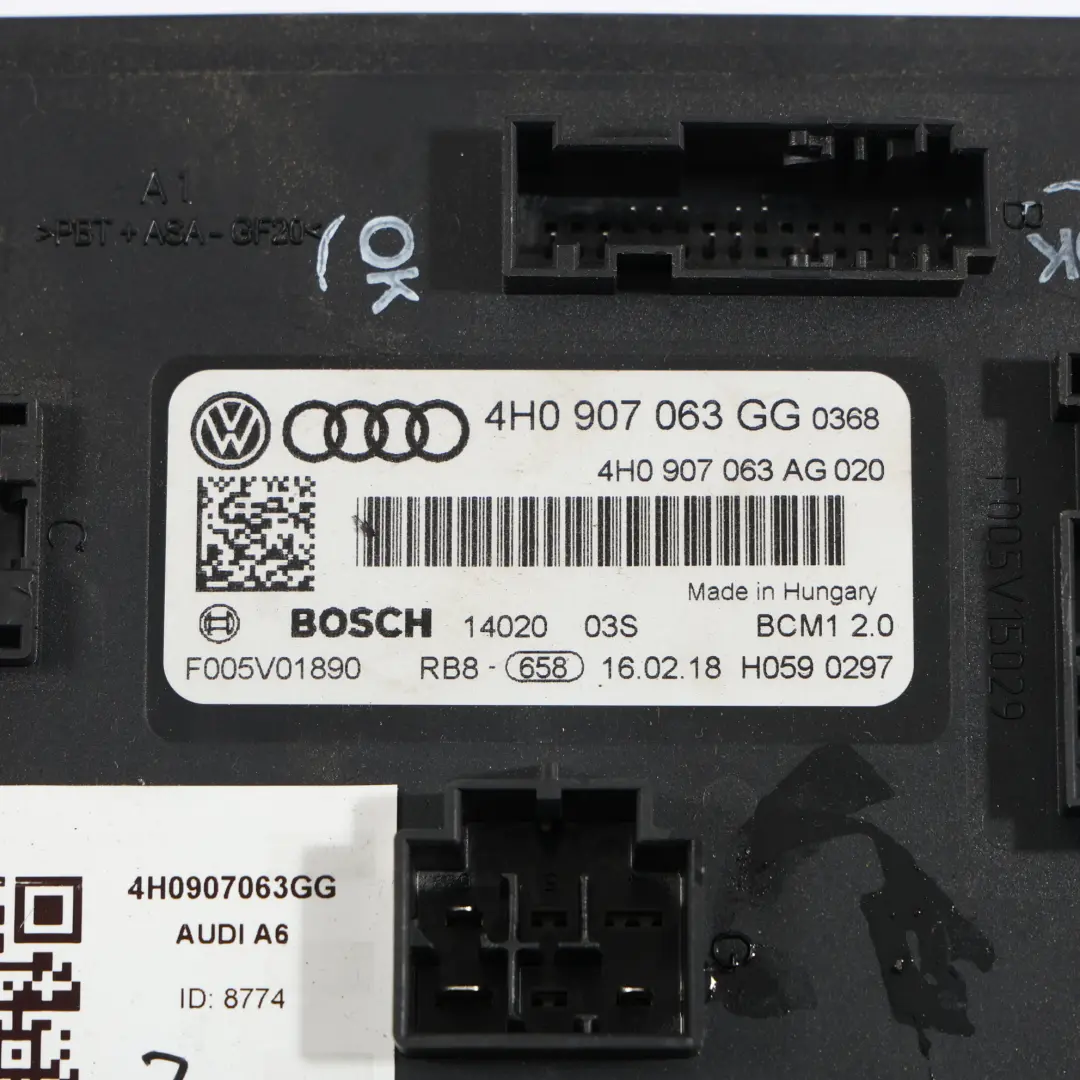 Moduł Sterownik Komfortu BCM ECU do Audi A6 C7 A7 4G o numerze 4H0907063GG Audi A6 C7 A7 4G Moduł Sterownik Komfortu BCM ECU - SKU 4H0907063GG - Numer Części 4H0907063GG