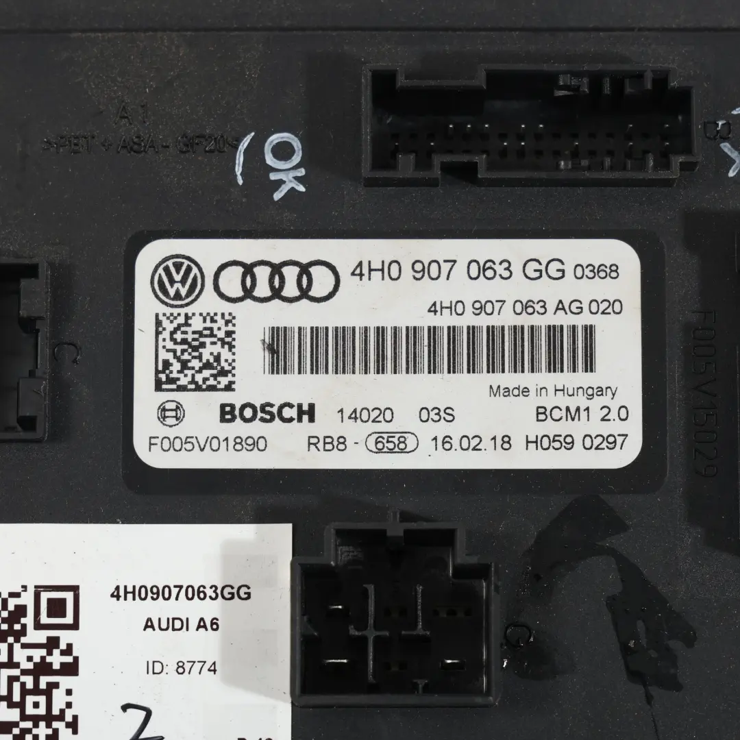 Audi A6 C7 A7 4G Alimentazione BCM Body Control Module Unit ECU - SKU 4H0907063GG - Numero di parte 4H0907063GG