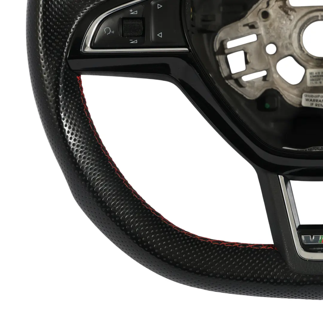 Mk3 5E VRS Steering Wheel Black Leather Flat Bottom to Skoda Octavia with Part number 5E0419091BB Skoda Octavia Mk3 5E VRS Steering Wheel Black Leather Flat Bottom - SKU 5E0419091BB - Part number 5E0419091BB