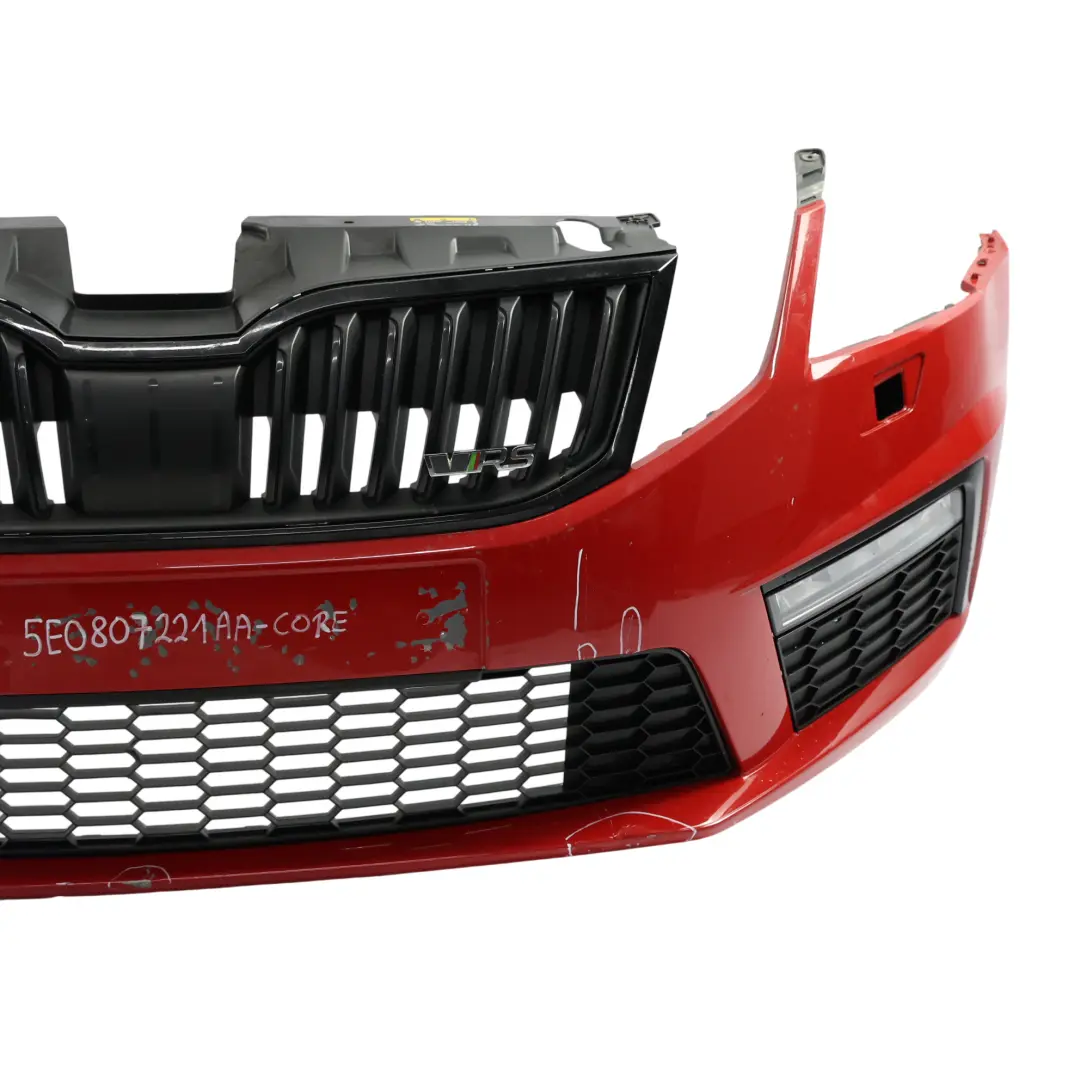 Skoda Octavia Mk3 Front Bumper Trim Panel Cover VRS RS Corrida Red - F3K - SKU 5E0807221AA-CORE - Part number 5E0807221AA