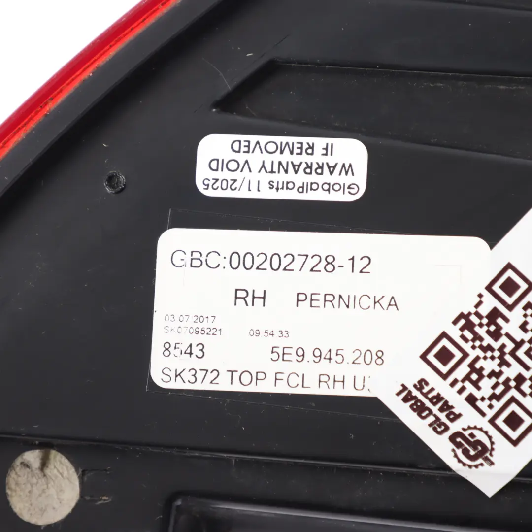 Skoda Octavia III RS Estate Rear Tail Light Lamp Side Panel Right O/S - SKU 5E9945208A - Part number 5E9945208A