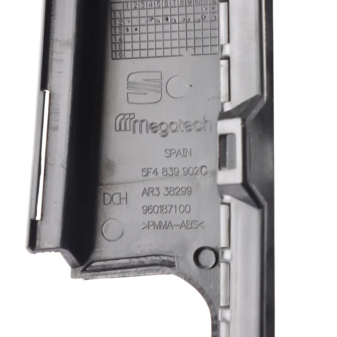 Seat Leon Mk3 5Dr Rear Door Pillar Strip Cover Trim Panel Right O/S - SKU 5F4839902C - Part number 5F4839902C