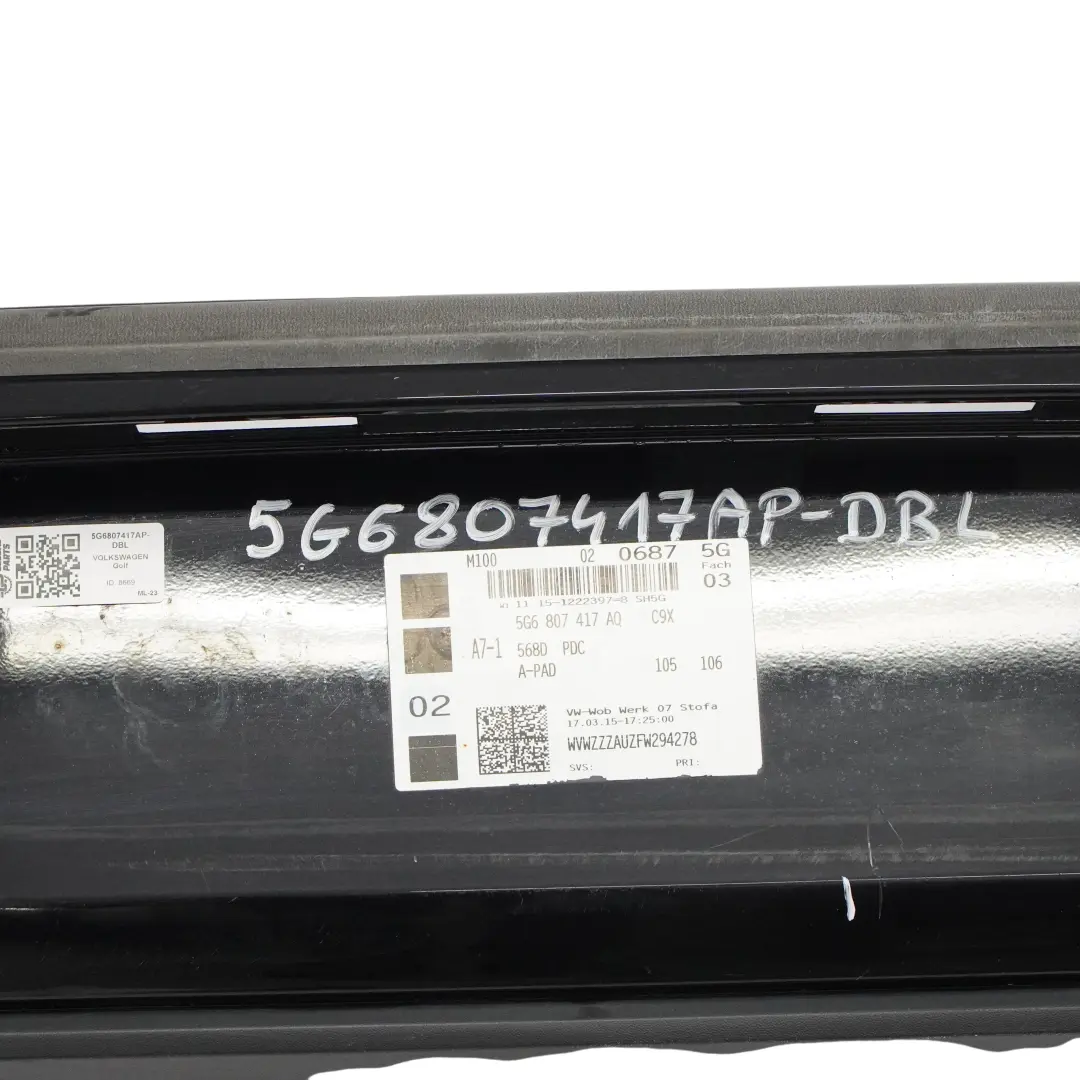 Volkswagen VW Golf Mk7 Bumper Rear Trim Panel Cover Deep Black - C9X - SKU 5G6807417AP-DBL - Part number 5G6807417AP