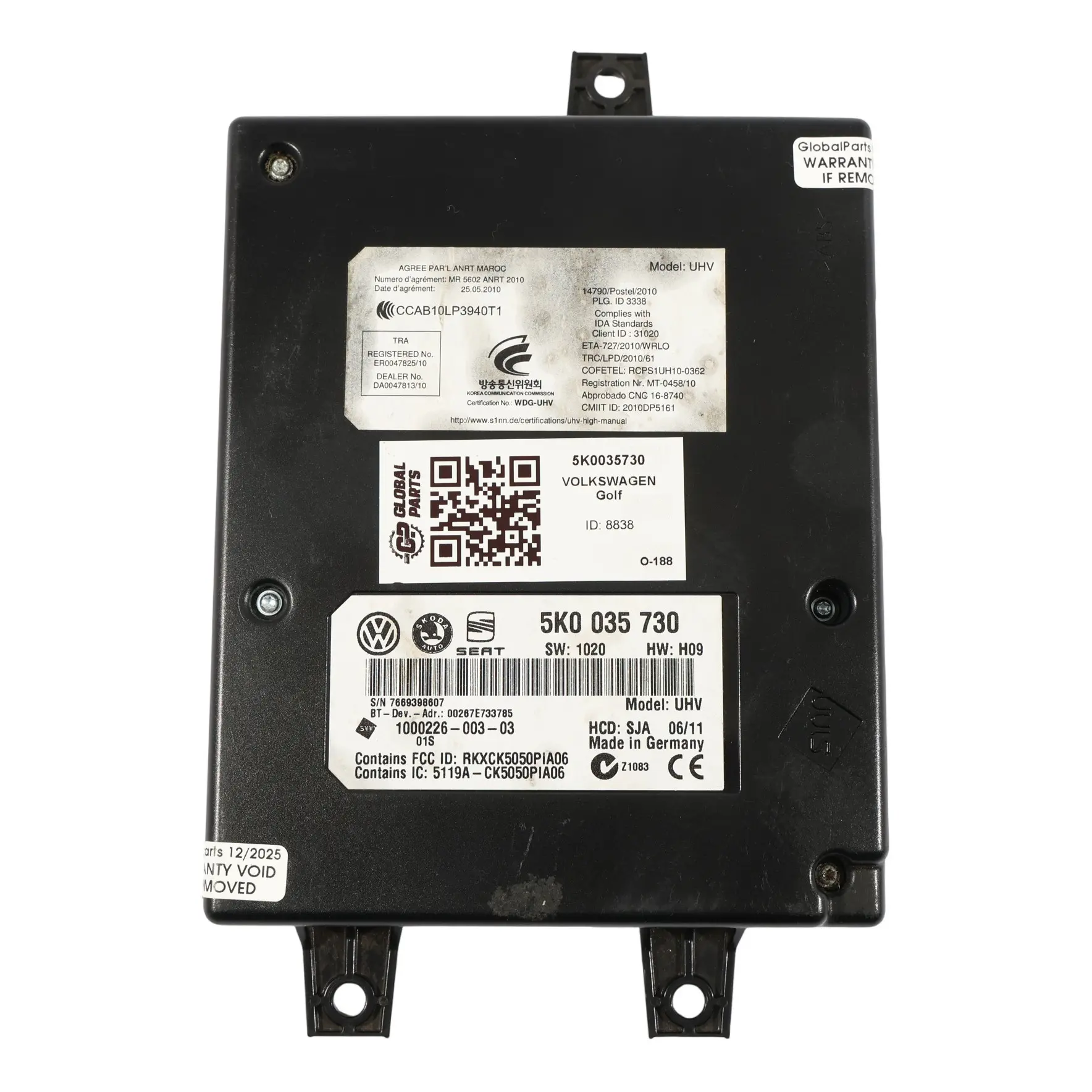 Seat Ibiza MK4 VW Golf MK6 Bluetooth Interface Control Module Unit 5K0035730