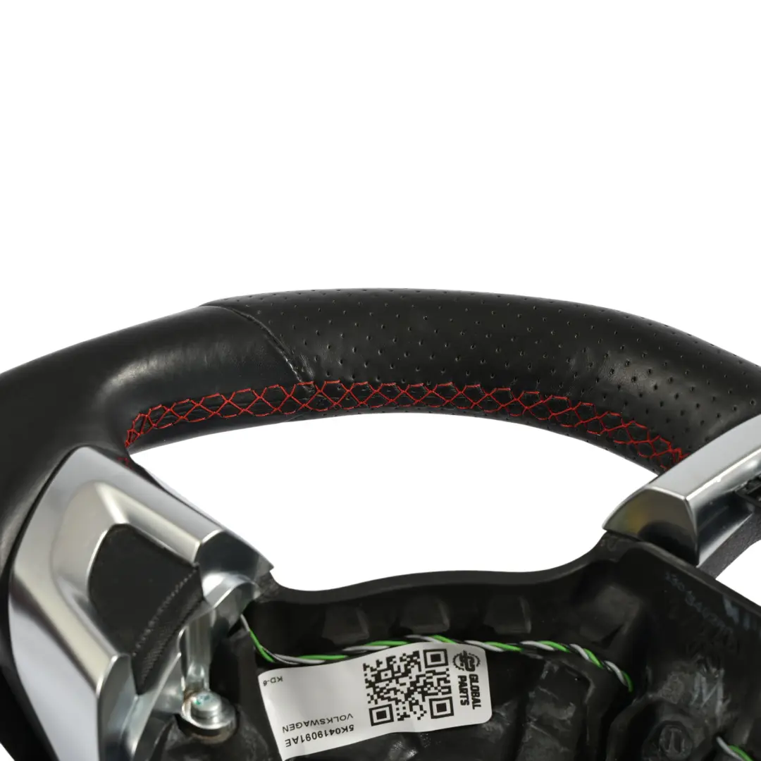 VW Volant Volkswagen Polo Mk5 6R Cuir Noir Fond Plat - SKU 5K0419091AE - Numéro de pièce 5K0419091AE