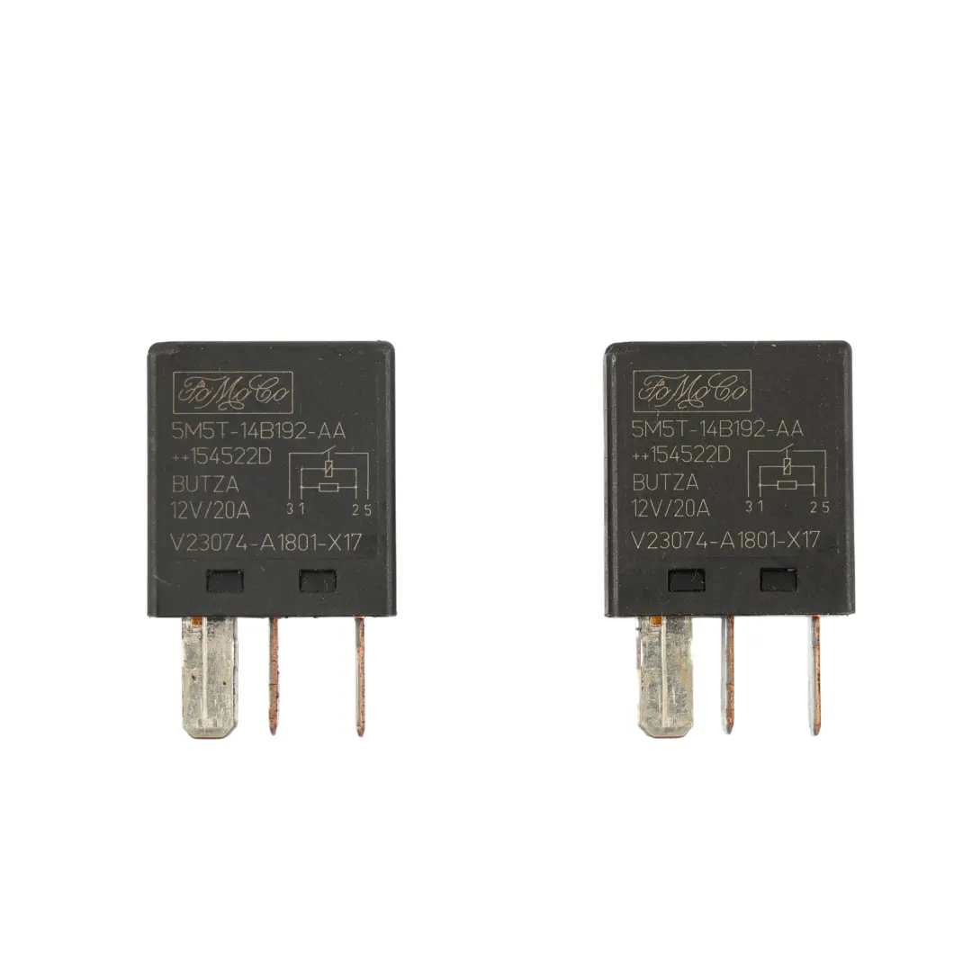 Mk8 Relais 4-Pin Noir 12V 20A SET X2 5M5T-14B192-AA pour Ford Transit Custom à propos du numéro de pièce 5M5T14B192AA-1 Ford Transit Custom Mk8 Relais 4-Pin Noir 12V 20A SET X2 5M5T-14B192-AA - SKU 5M5T14B192AA-1 - Numéro de pièce 5M5T14B192AA-1