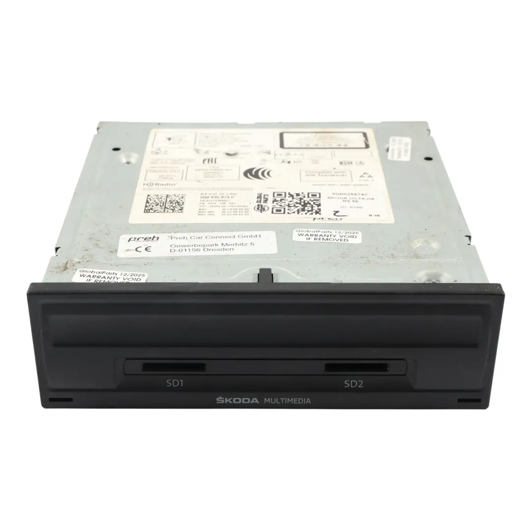 Skoda Octavia Mk3 5E Autoradio Multimédia MMI Navigation Satellite - SKU 5Q0035874C - Numéro de pièce 5Q0035874C