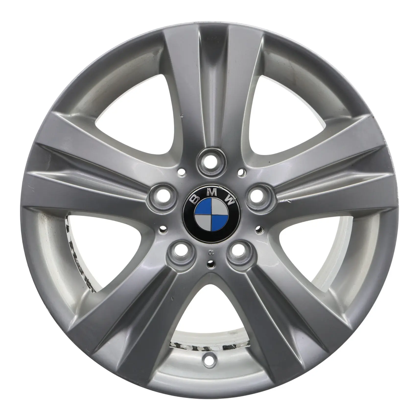 BMW E81 E87 E88 Silberne Leicht metall felge 16" 7J ET:44 Doppel speiche 6779696