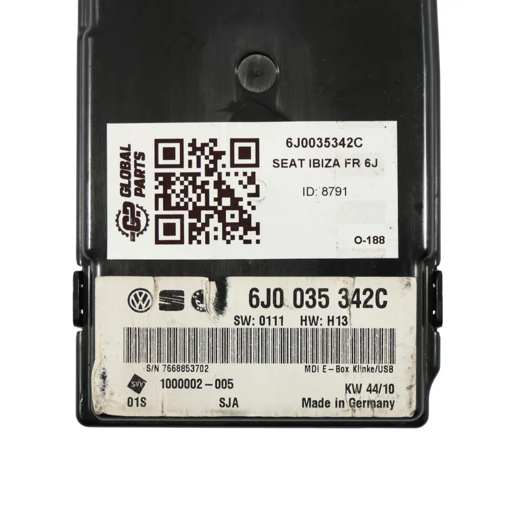 Seat Ibiza FR 6J Moduł Gniazdo USB Czytnik Interfejs - SKU 6J0035342C - Numer Części 6J0035342C