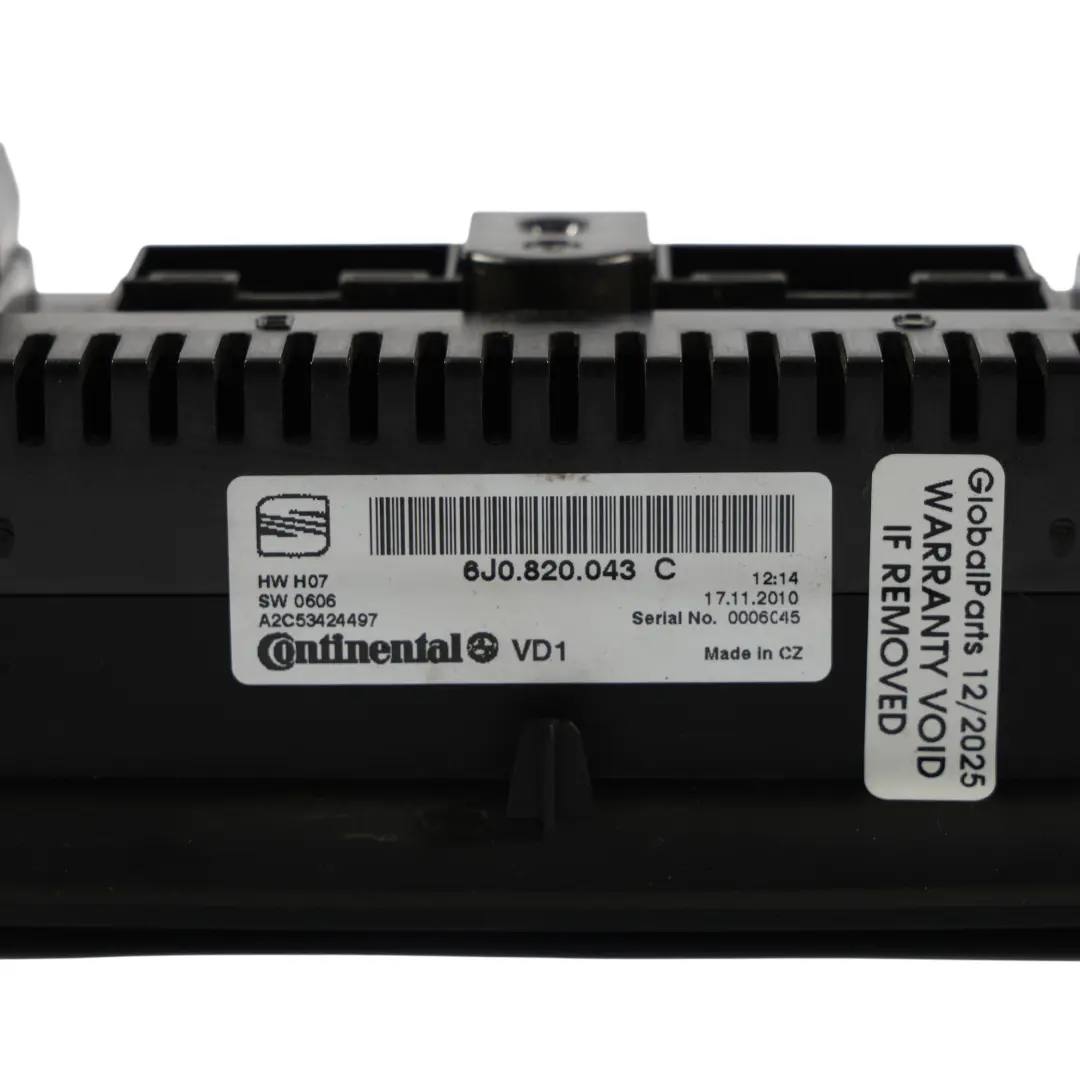 6J MK4 A/C Calefacción Climatizador Aire Panel Interruptor para Seat Ibiza con número de pieza 6J0820043C Seat Ibiza 6J MK4 A/C Calefacción Climatizador Aire Panel Interruptor - SKU 6J0820043C - Número de pieza 6J0820043C