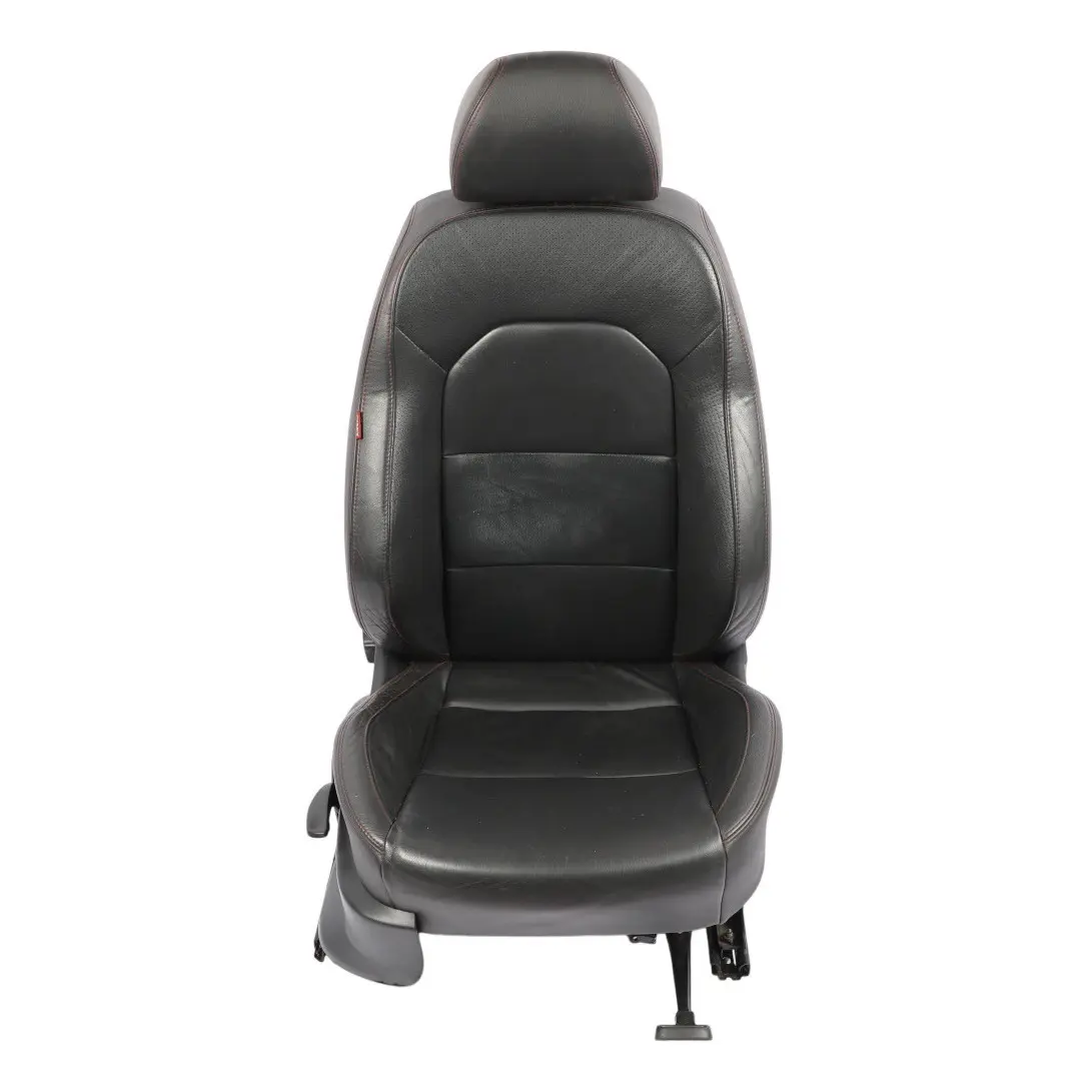 Seat Ibiza 6J Front Seat Heated Leather Black Red Thread Right O/S 6J0881806AK