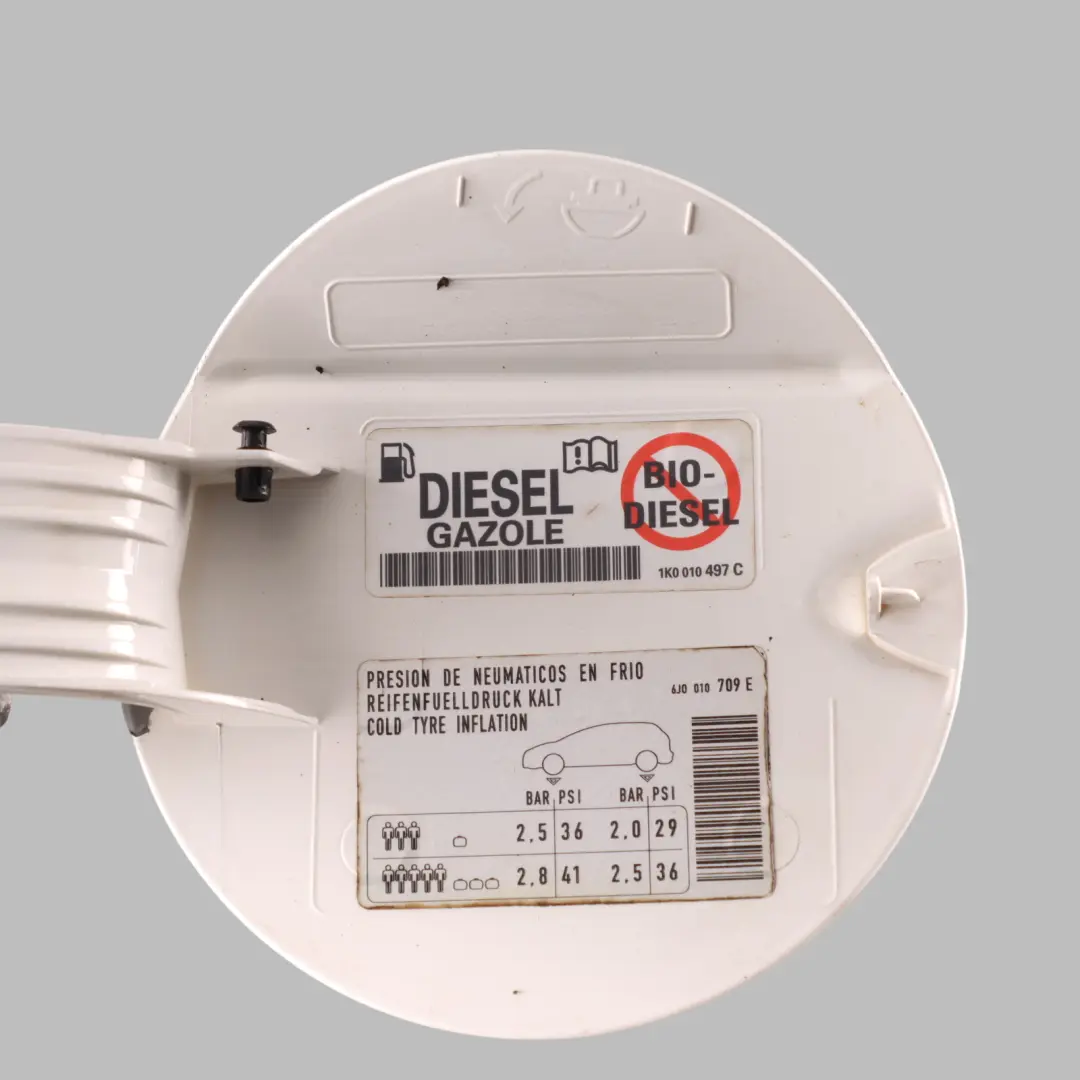 Seat Ibiza 6J Fuel Filler Tank Cap Flap Trim Cover Candy White - B9A - SKU 6J3809905D-CAN - Part number 6J3809905D