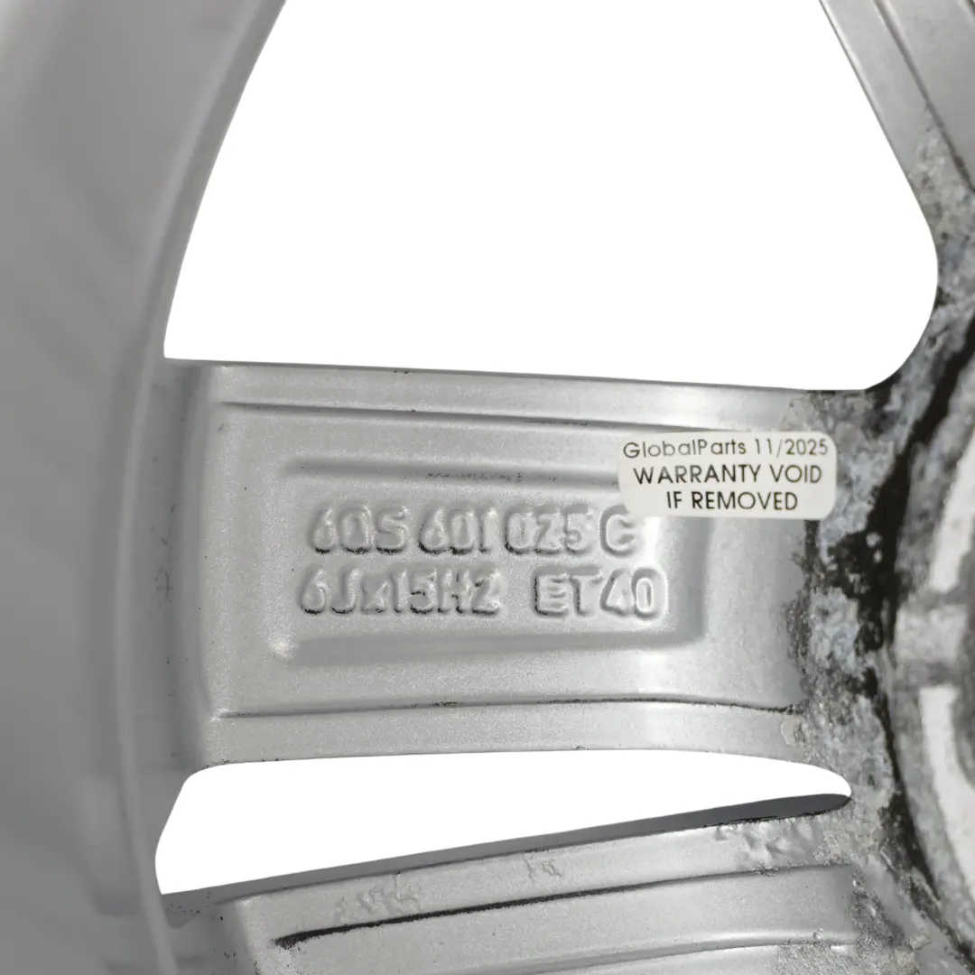 Volkswagen Polo 6C Silver Wheel Alloy Rim 15" 6J ET:40 - SKU 6QS601025C-3 - Part number 6QS601025C