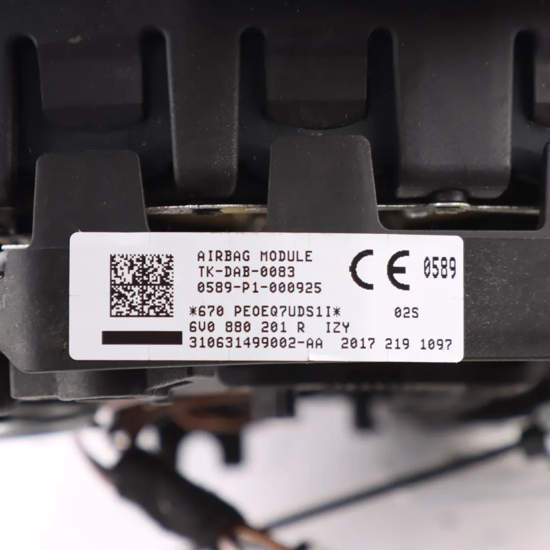 Skoda Octavia 5E Steering Wheel Air Module Driver's Side - SKU 6V0880201R - Part number 6V0880201R