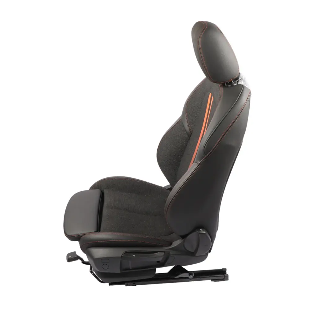 BMW F40 F44 F45 Front Seat Sport Fabric Leather Sensatec Black Orange Left N/S - SKU 7496341-1 - Part number 7496341