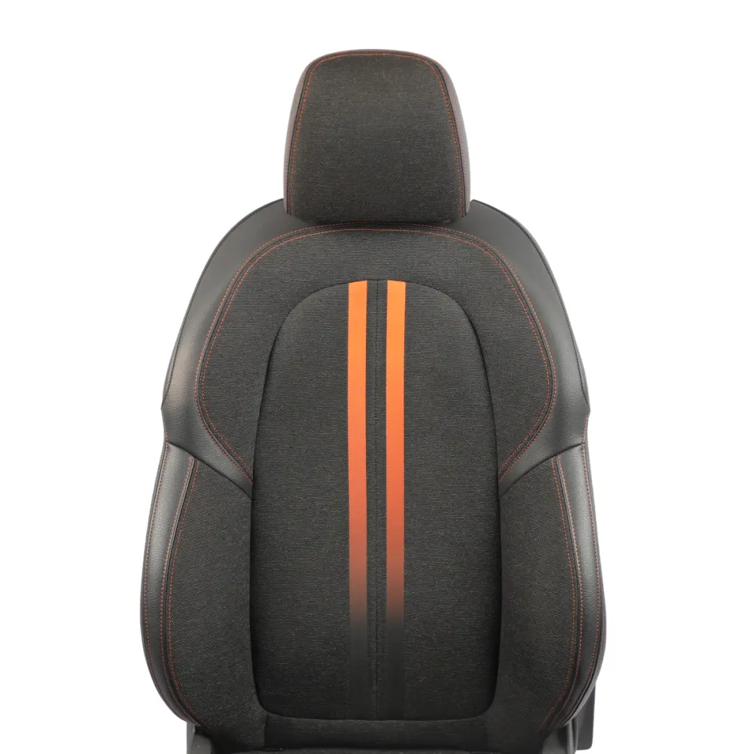 BMW F40 F44 F45 Front Seat Sport Fabric Leather Sensatec Black Orange Left N/S - SKU 7496341-1 - Part number 7496341