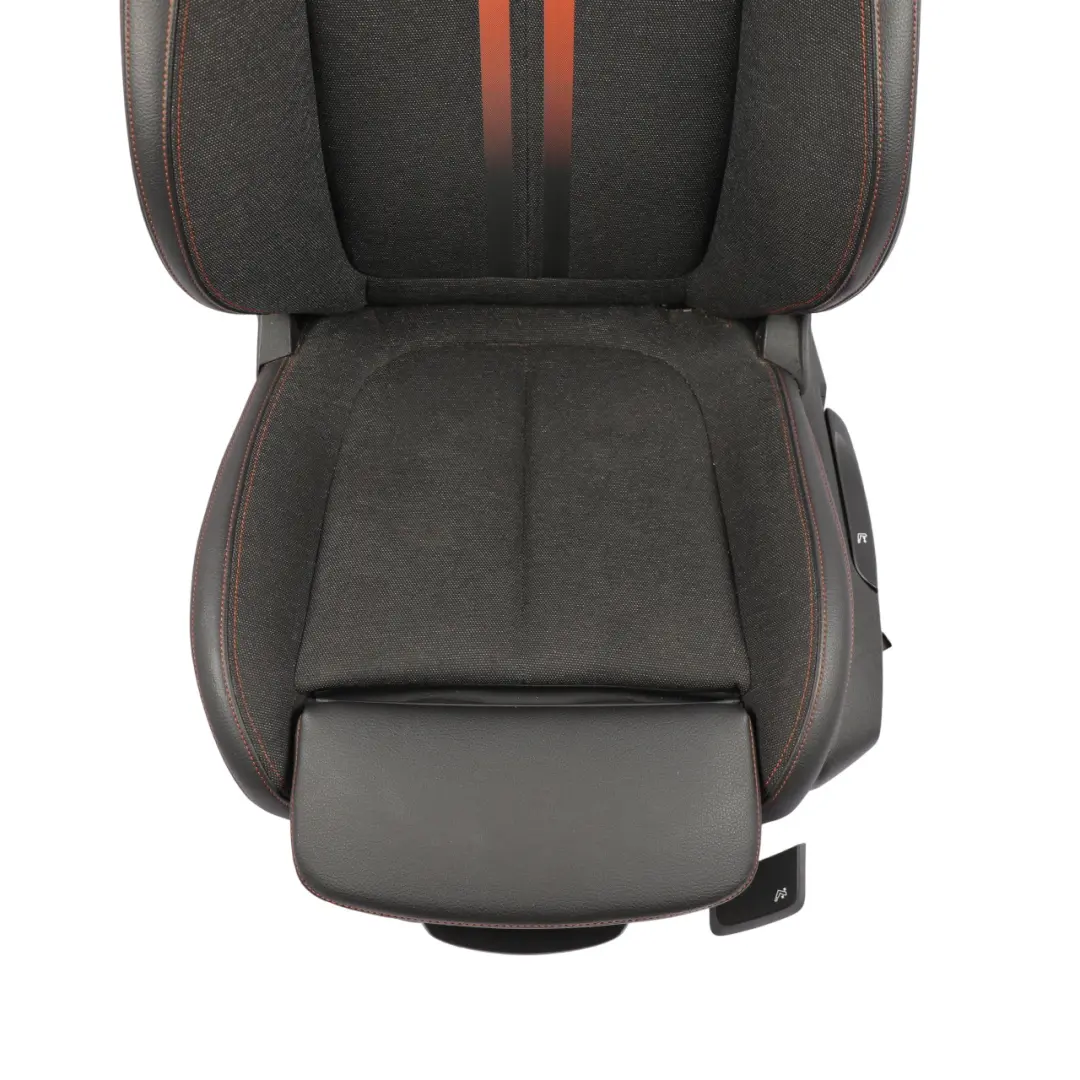 BMW F40 F44 F45 Front Seat Sport Fabric Leather Sensatec Black Orange Left N/S - SKU 7496341-1 - Part number 7496341