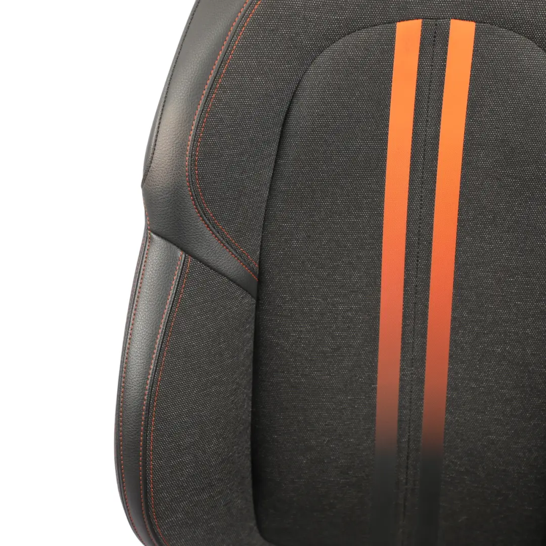 BMW F40 F44 F45 Front Seat Sport Fabric Leather Sensatec Black Orange Left N/S - SKU 7496341-1 - Part number 7496341