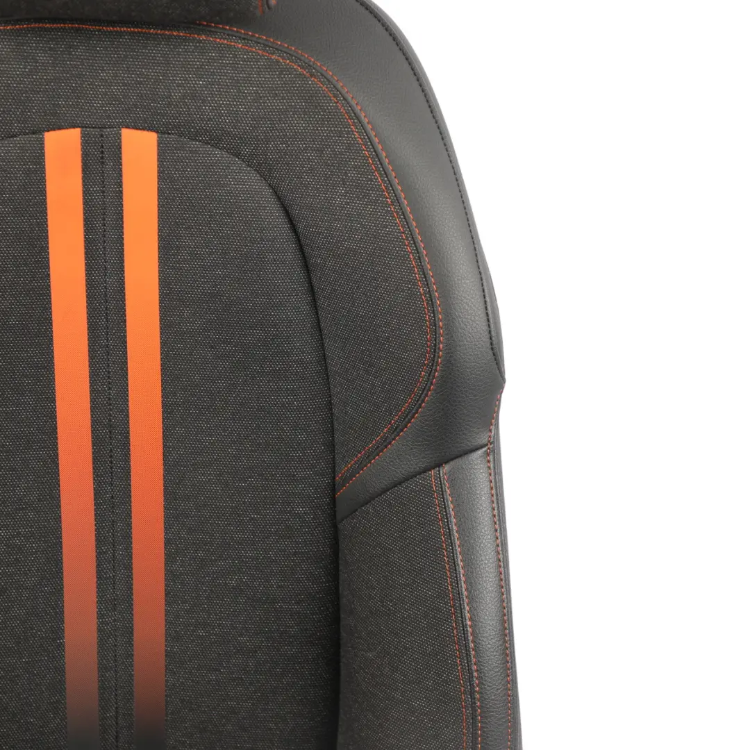 BMW F40 F44 F45 Front Seat Sport Fabric Leather Sensatec Black Orange Left N/S - SKU 7496341-1 - Part number 7496341