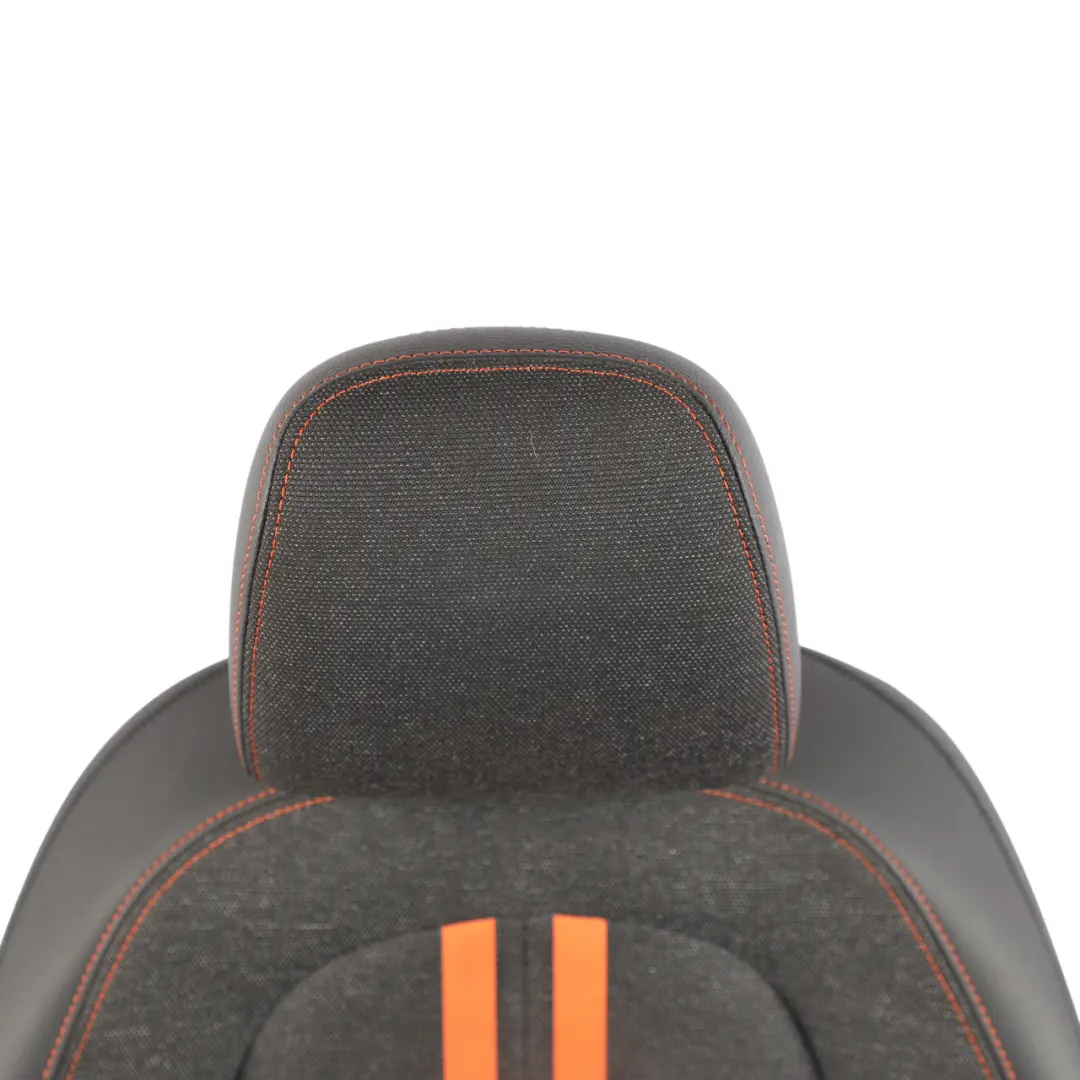 BMW F40 F44 F45 Front Seat Sport Fabric Leather Sensatec Black Orange Left N/S - SKU 7496341-1 - Part number 7496341
