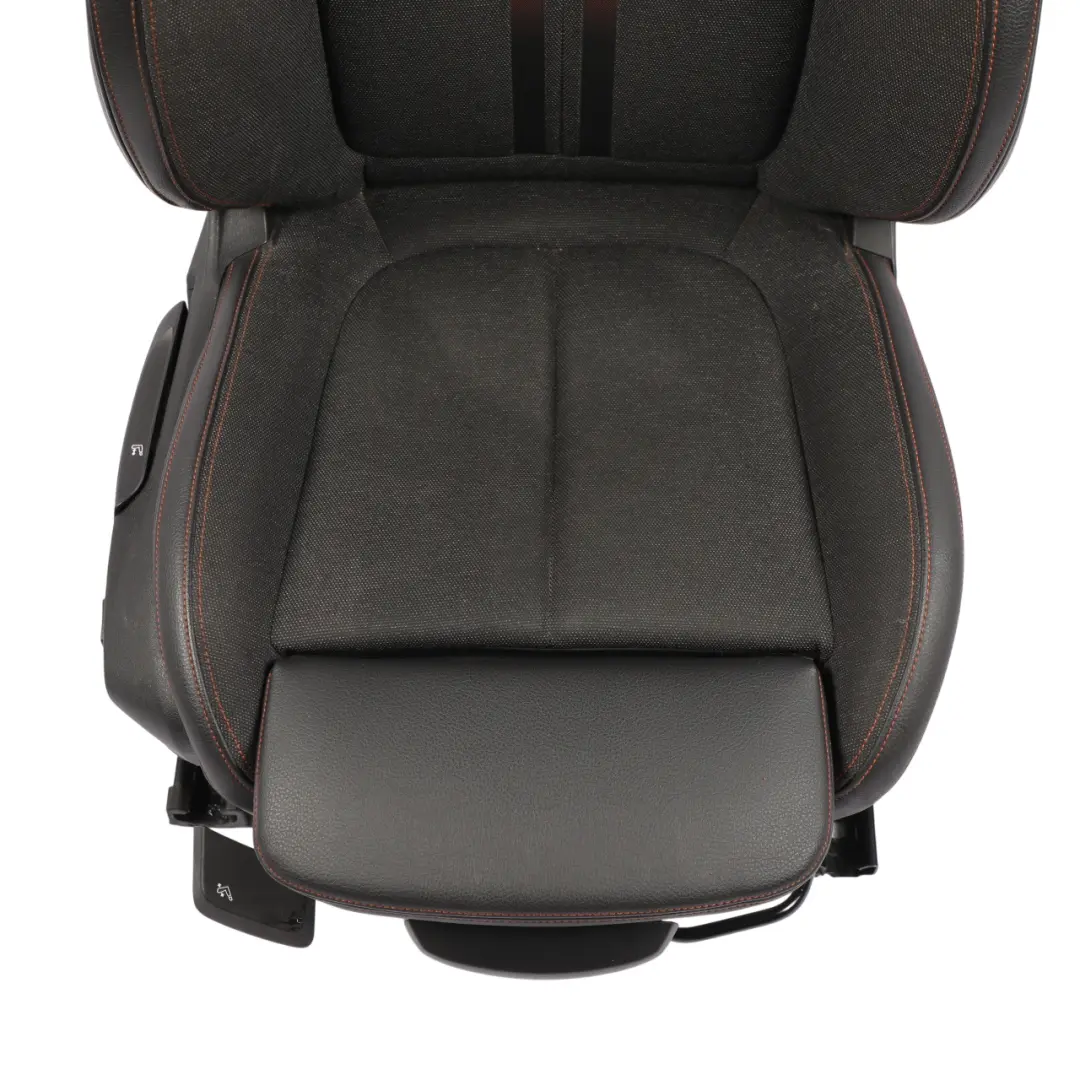 Front Seat Sport Fabric Leather Sensatec Black Orange Right O/S to BMW F40 F44 F45 with Part number 7496342 BMW F40 F44 F45 Front Seat Sport Fabric Leather Sensatec Black Orange Right O/S - SKU 7496342-1 - Part number 7496342