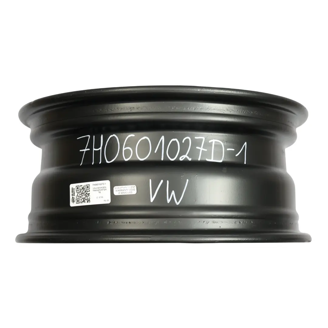 VW Volkswagen Transporter T5 Wheel Rim Steel Black 16" 6,5J ET:51 - SKU 7H0601027D-1 - Part number 7H0601027D