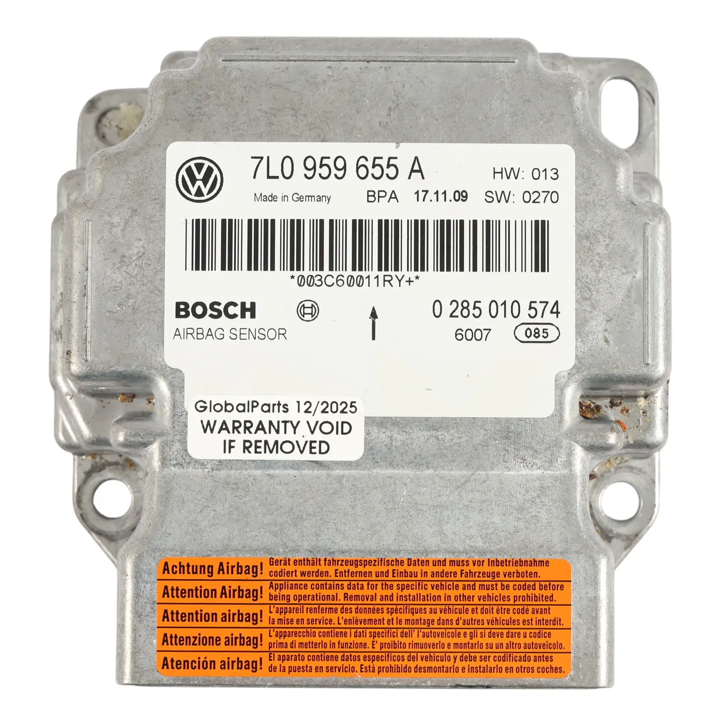 VW Volkswagen Touareg 7L Capteur Impact Collision Module Commande Air 7L0959655A