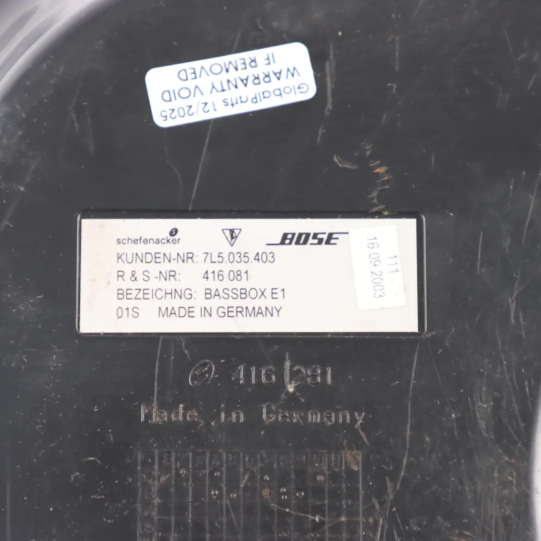 Porsche Cayenne 9PA Subwoofer Speaker Bass Box E1 Sound Unit Bose - SKU 7L5035403 - Part number 7L5035403