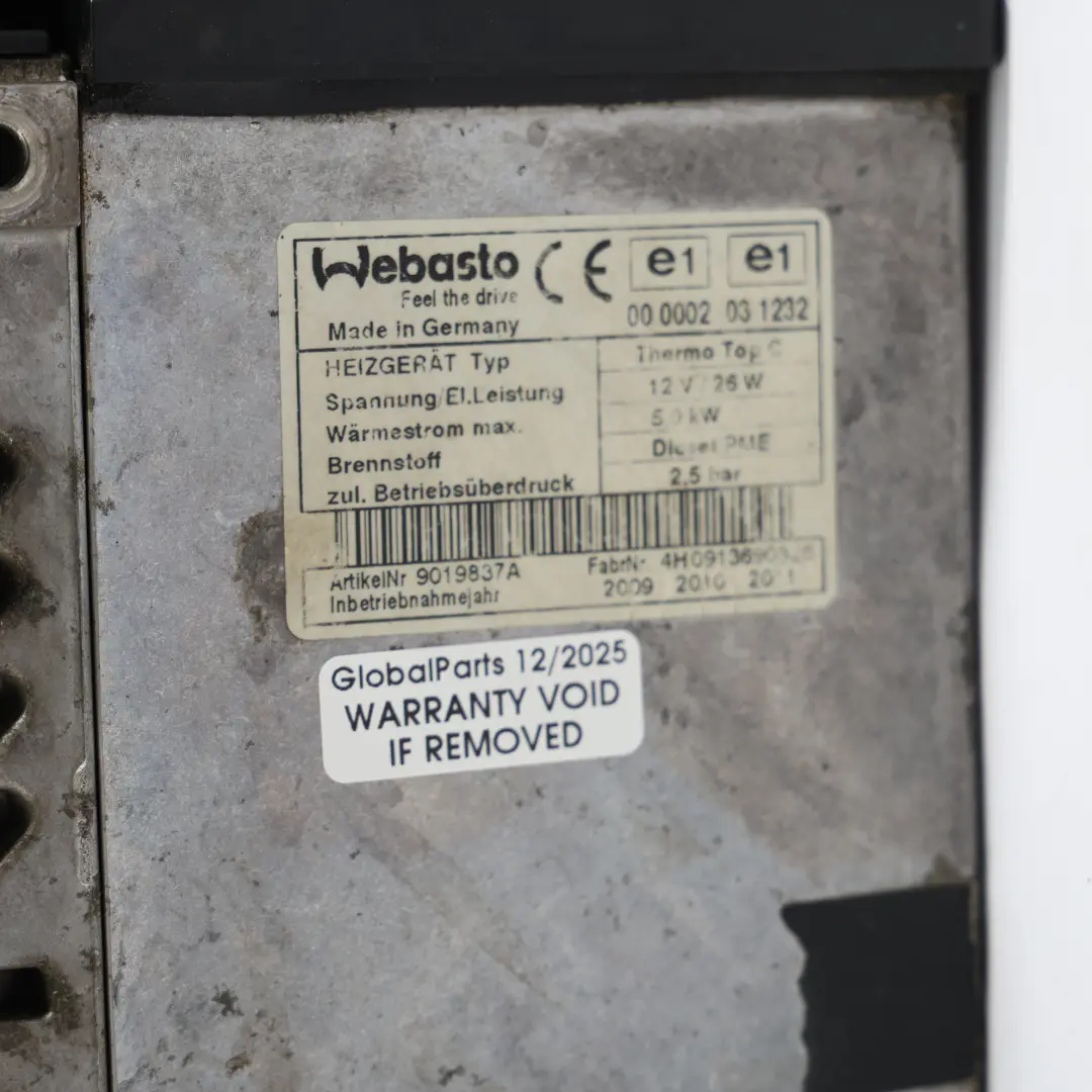 957 Webasto Bomba Calefacción Auxiliar 3.0 Diesel para Porsche Cayenne 9PA con número de pieza 7L5815071 Porsche Cayenne 9PA 957 Webasto Bomba Calefacción Auxiliar 3.0 Diesel - SKU 7L5815071 - Número de pieza 7L5815071