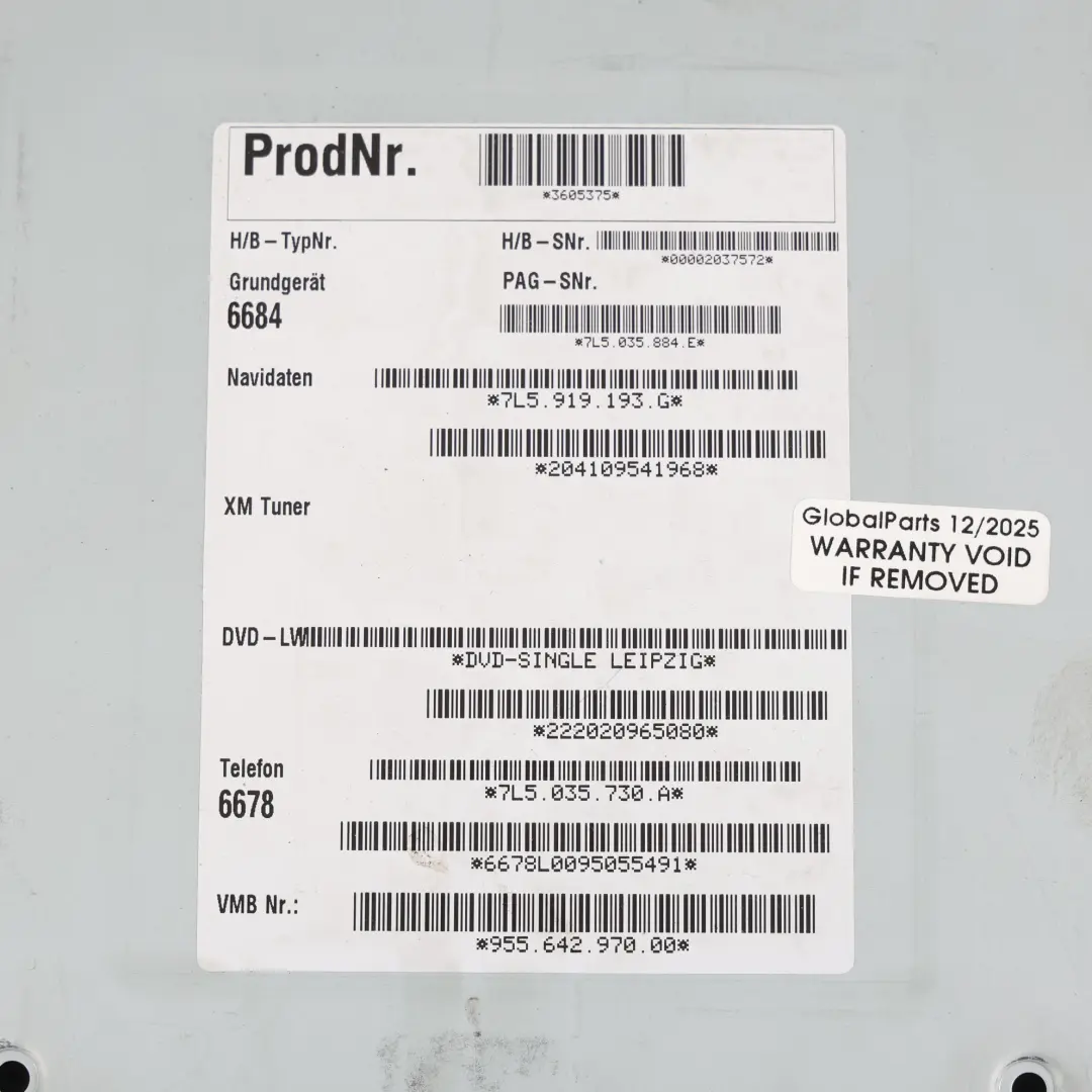 Unité De Commande De Navigation Multimédia MMI pour Porsche Cayenne 9PA à propos du numéro de pièce 7L5035884E Porsche Cayenne 9PA Unité De Commande De Navigation Multimédia MMI - SKU 7L5035884E - Numéro de pièce 7L5035884E