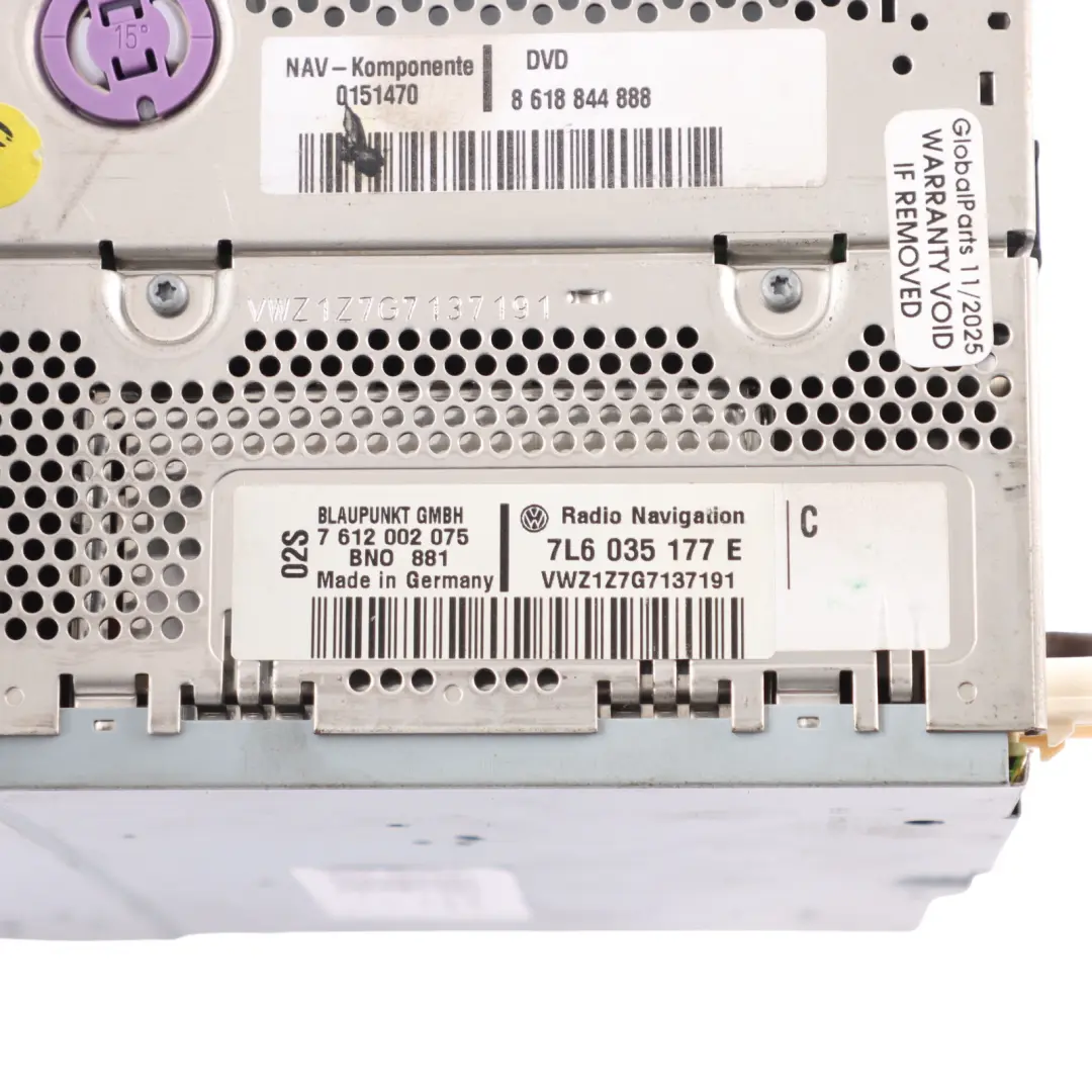 Volkswagen Touareg 7L Display Screen Multimedia Navigation Unit - SKU 7L6035177E-1 - Part number 7L6035177E