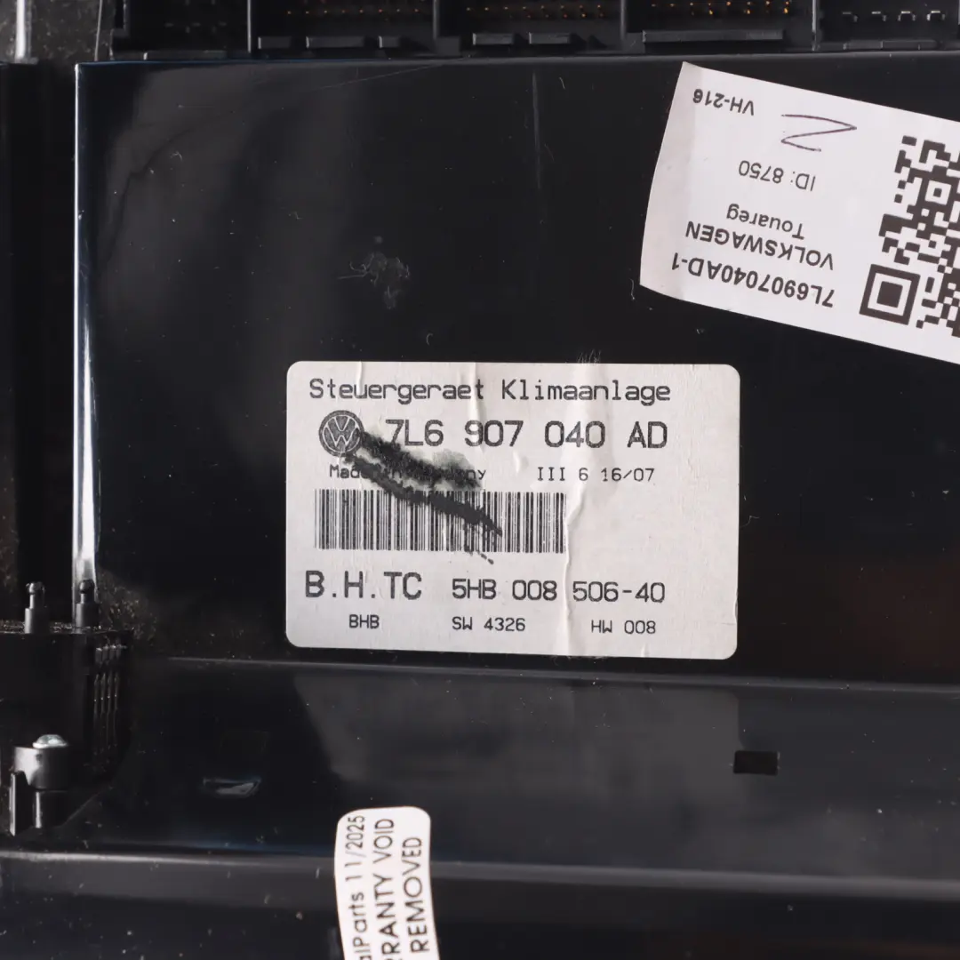 VW Volkswagen Touareg 7L A/C Air Heater Control Switch Panel - SKU 7L6907040AD-1 - Part number 7L6907040AD