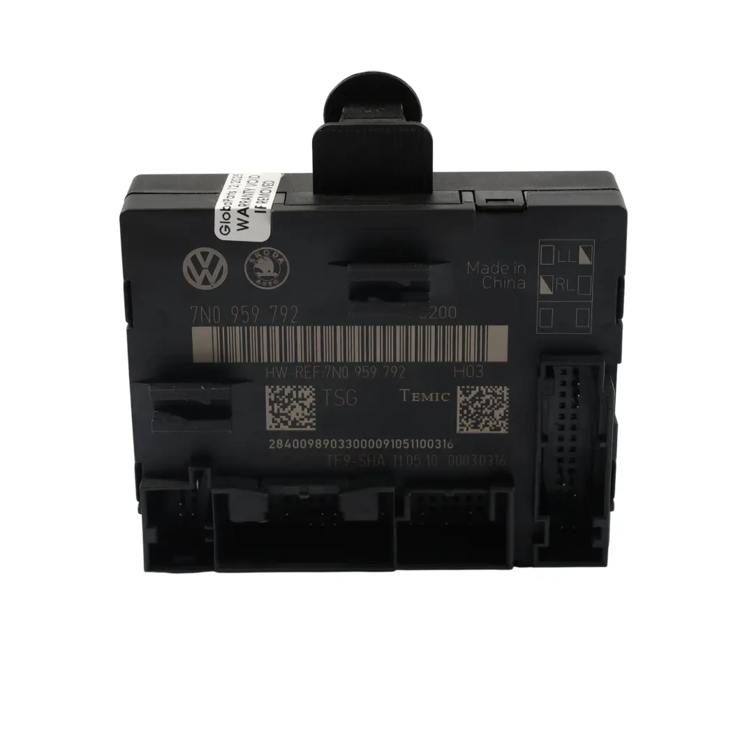 Skoda Yeti 5L Moduł Sterownik Drzwi ECU Strona Pasażera F - SKU 7N0959792 - Numer Części 7N0959792