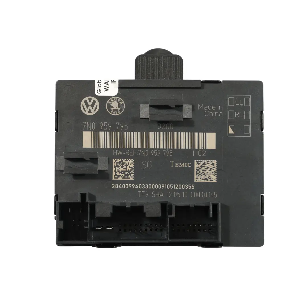 Skoda Yeti 5L Módulo De Control De Puerta ECU Trasera Izquierda - SKU 7N0959795 - Número de pieza 7N0959795