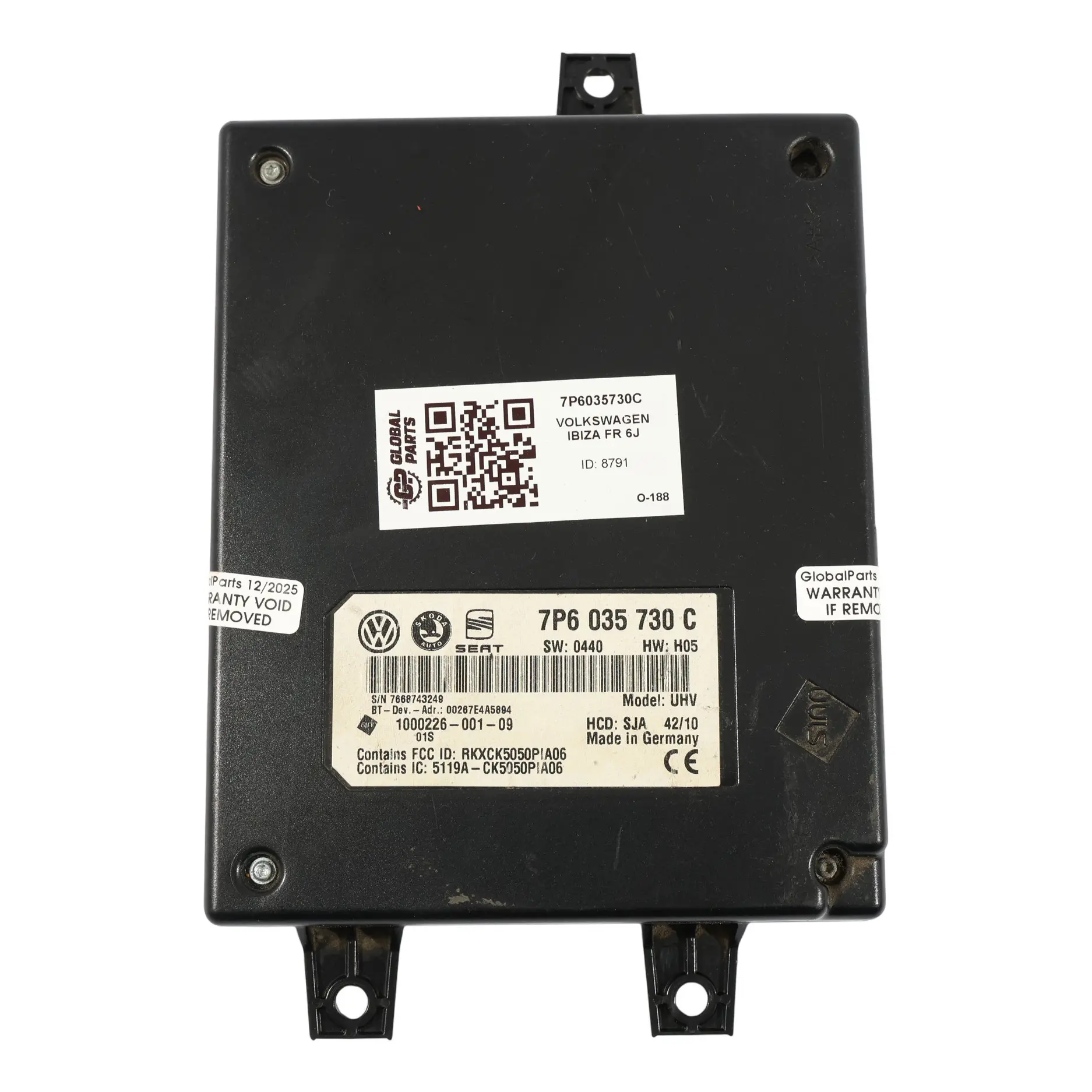 Skoda Superb Seat Ibiza 6J Bluetooth Module contrôle d'interface ECU 7P6035730C