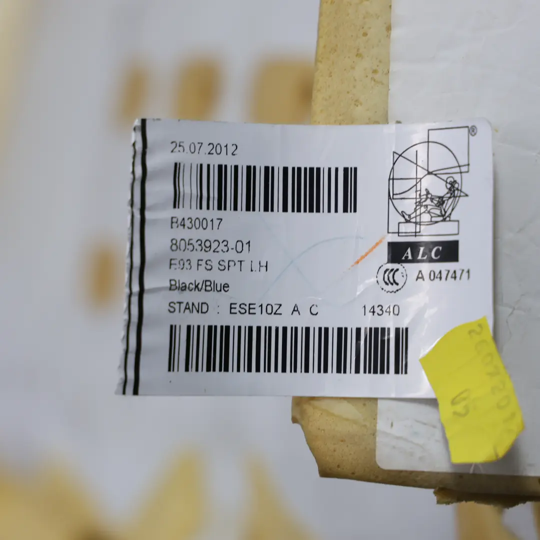 Front Seat Backrest Cover Leather Dakota Black Left N/S to BMW E93 LCI M Sport with Part number 8053925 BMW E93 LCI M Sport Front Seat Backrest Cover Leather Dakota Black Left N/S - SKU 8053925 - Part number 8053925