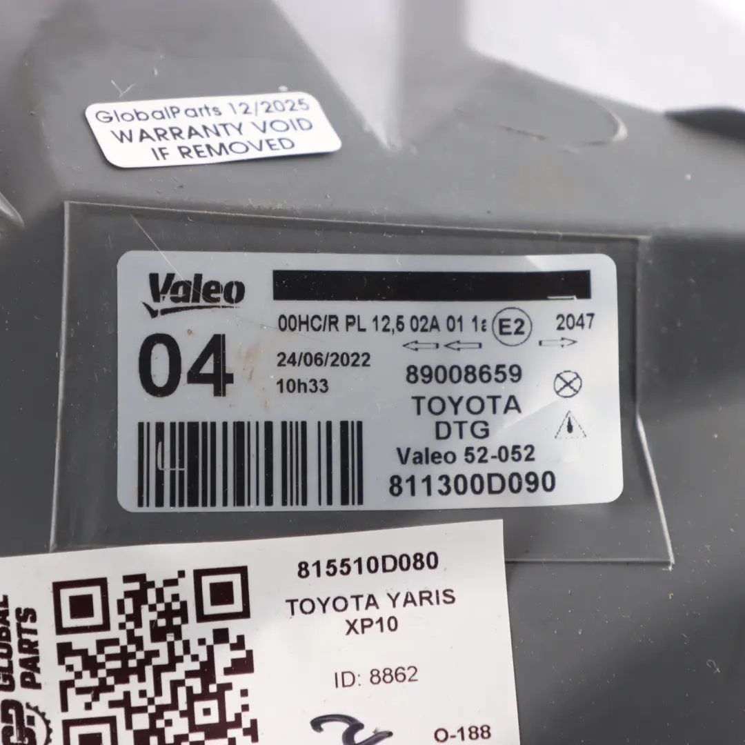 Toyota Yaris XP10 Headlight Lamp Front Right O/S Driver Side VALEO - SKU RHD-811300D090 - Part number 811300D090